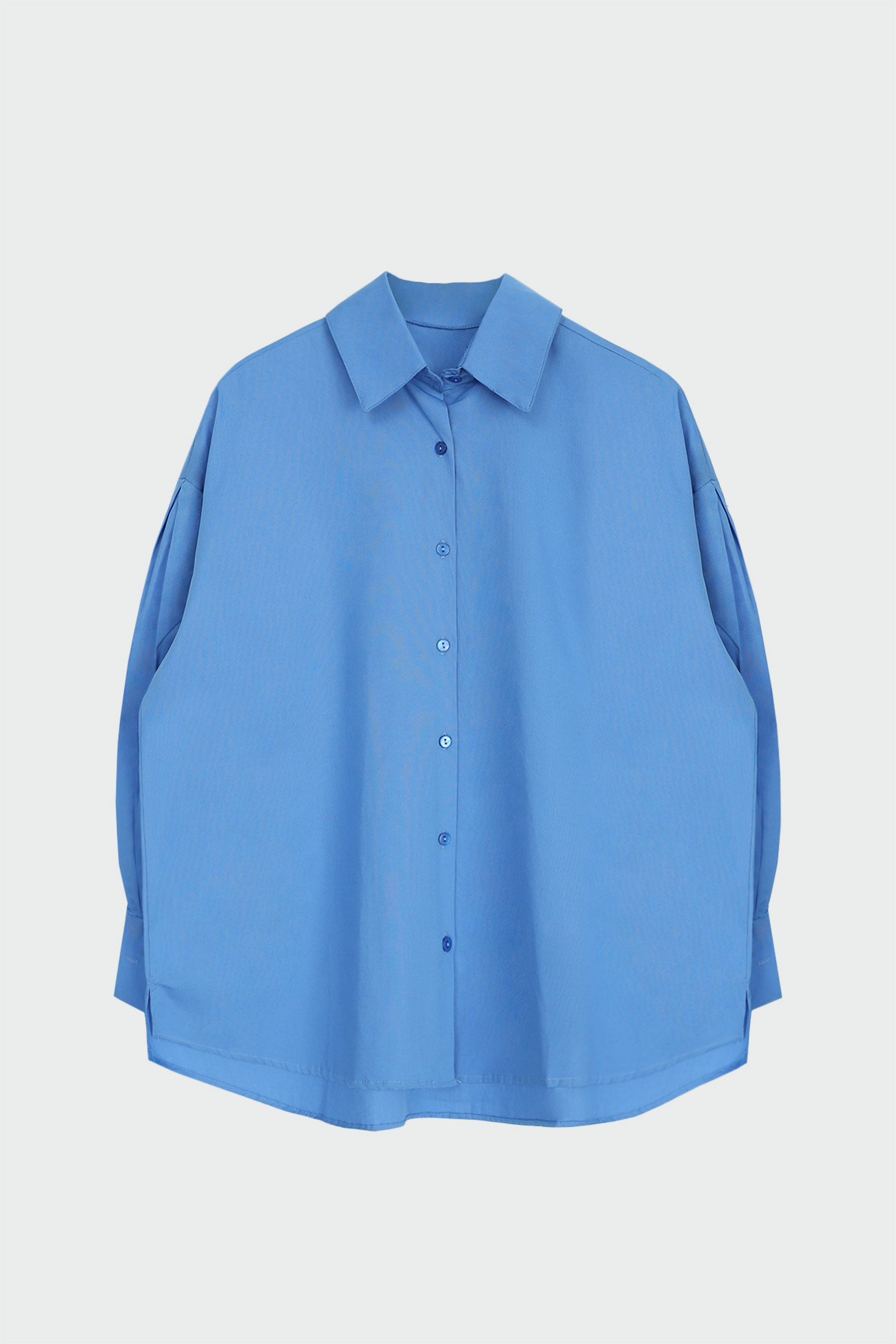 Poplin Kumaş Basic Mavi Kadın Gömlek