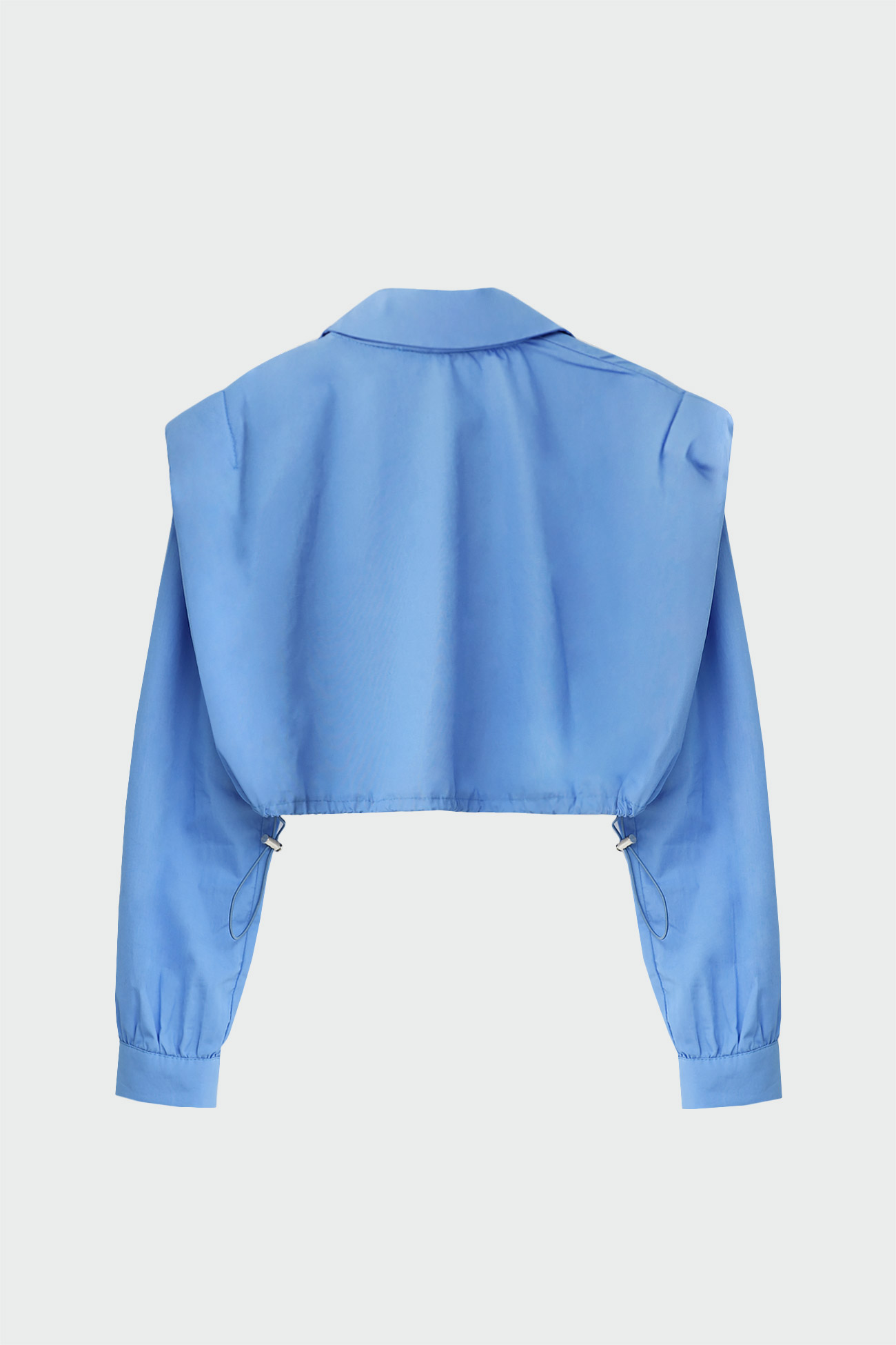 Omuz Detaylı Crop Top Mavi Kadın Gömlek