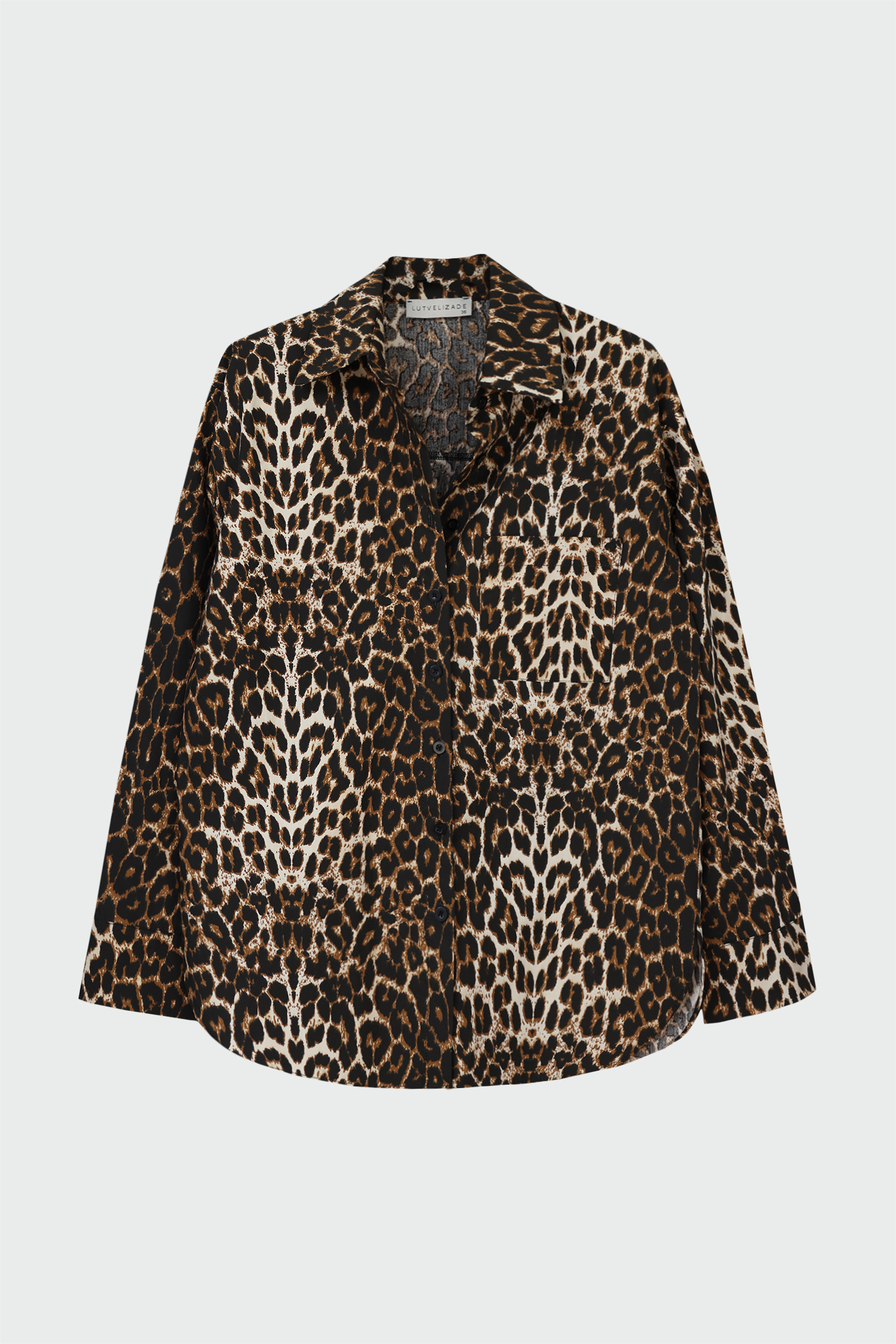 Poplin Tek Cepli Leopar Kadın Gömlek
