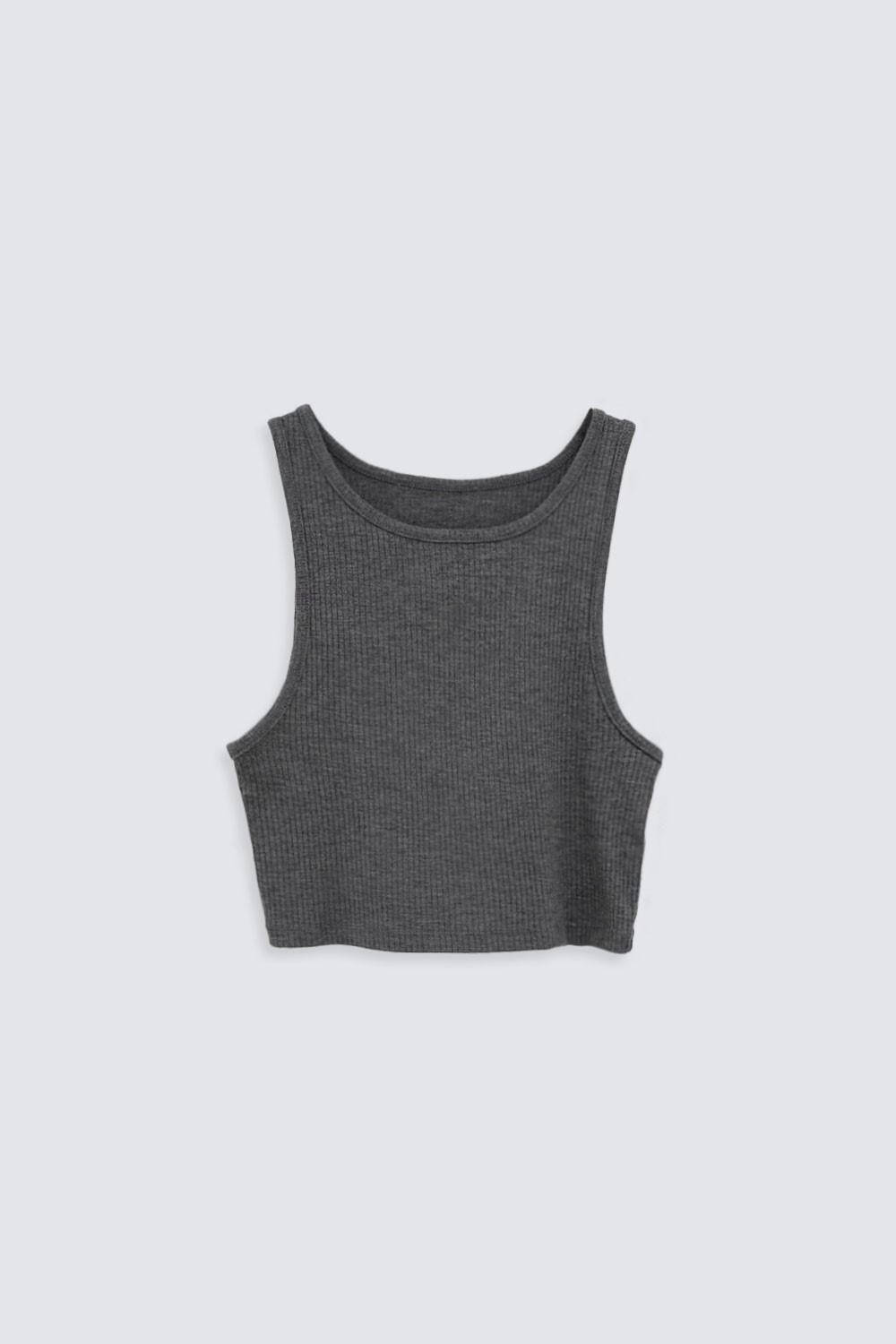 HALTER YAKA FİTİLLİ Gri Kadın Crop Top