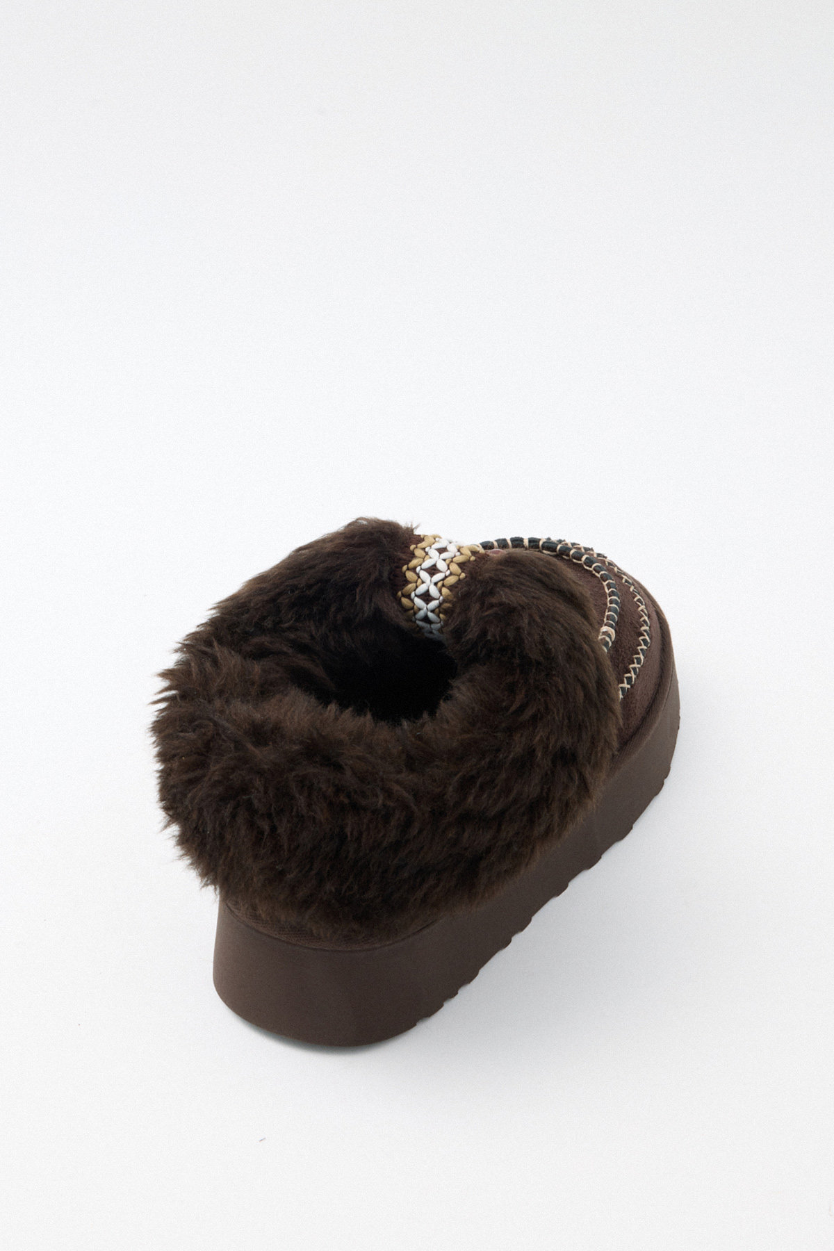 İçi Kürklü Boncuk İşlemeli Acı Kahve Süet Kadın Bot