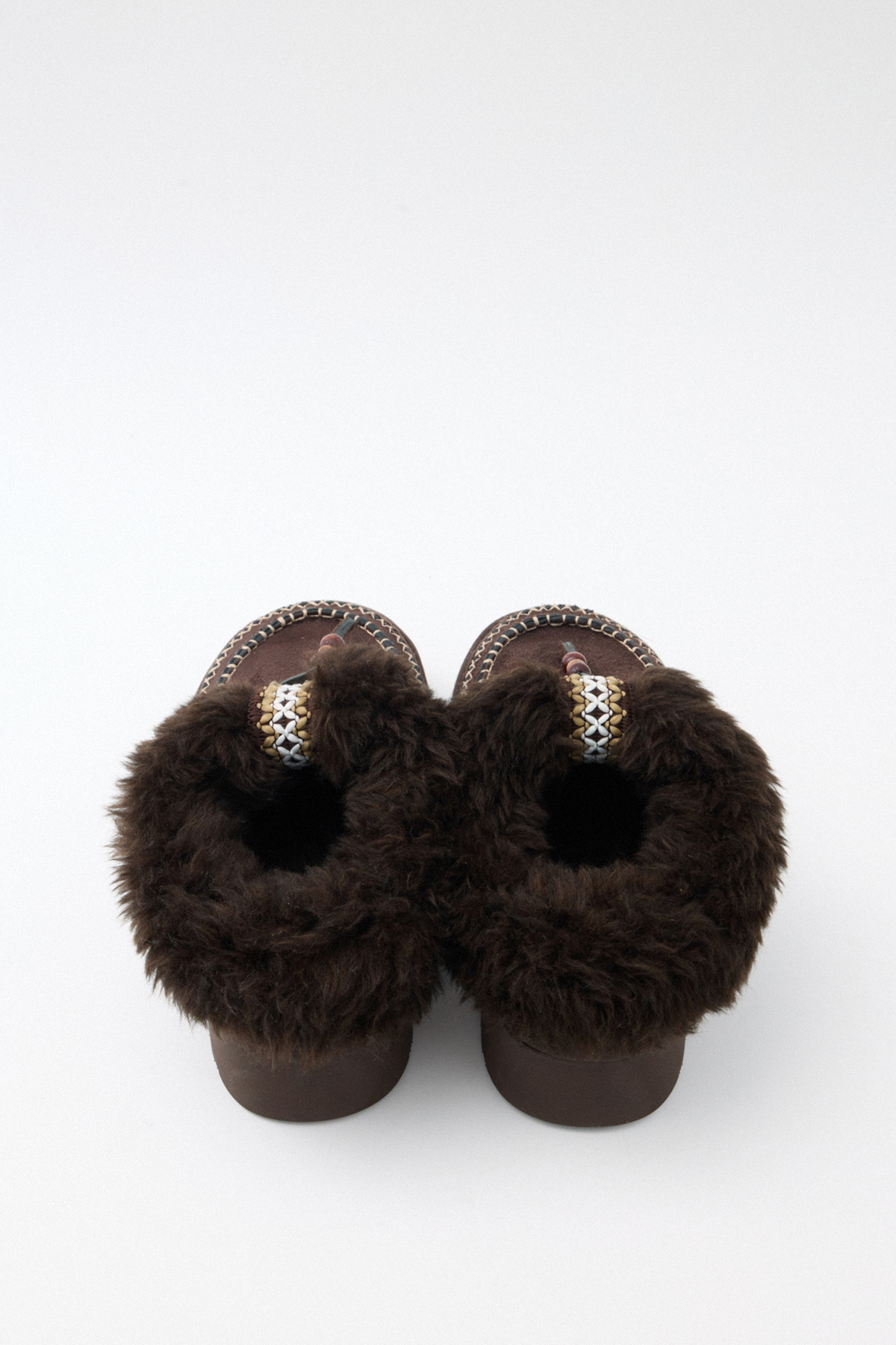 İçi Kürklü Boncuk İşlemeli Acı Kahve Süet Kadın Bot