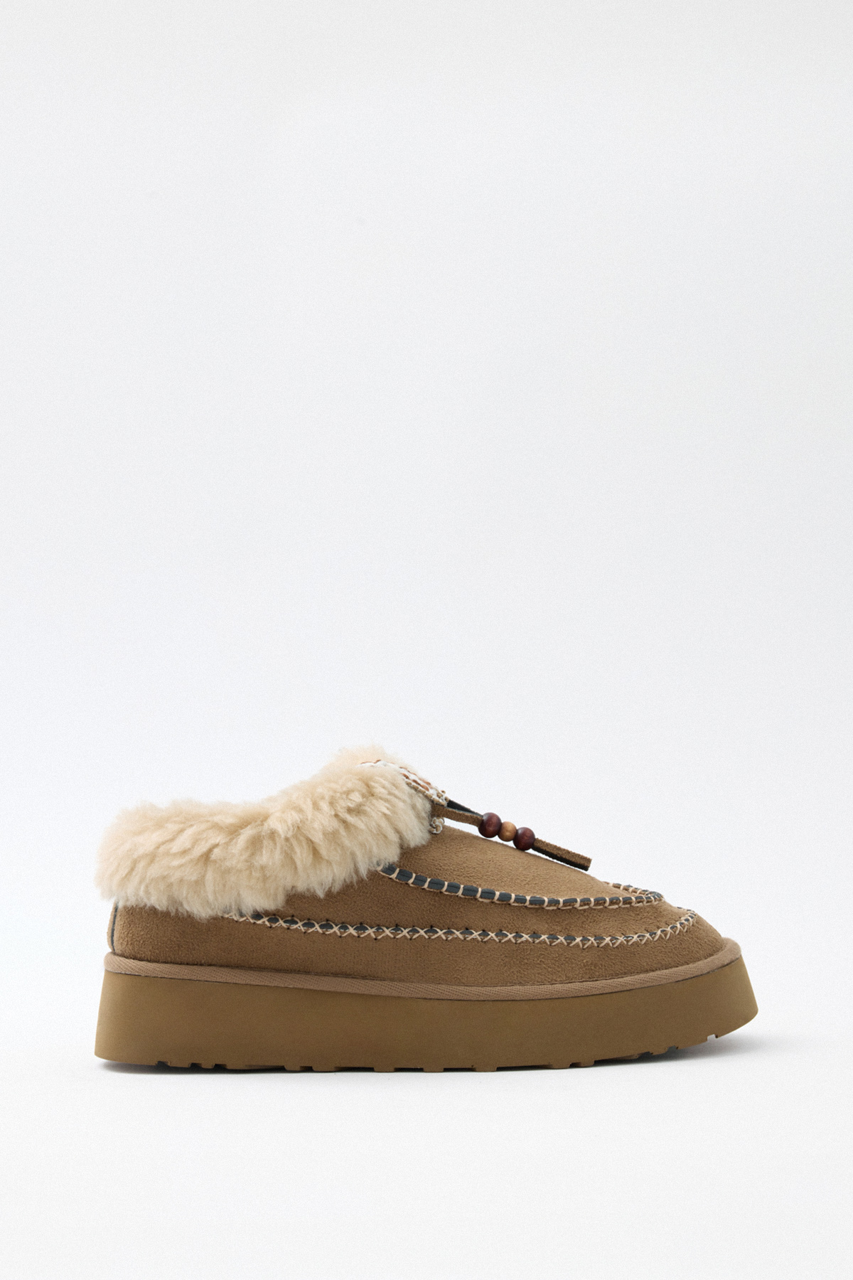 İçi Kürklü Boncuk İşlemeli Vizon Süet Kadın Bot