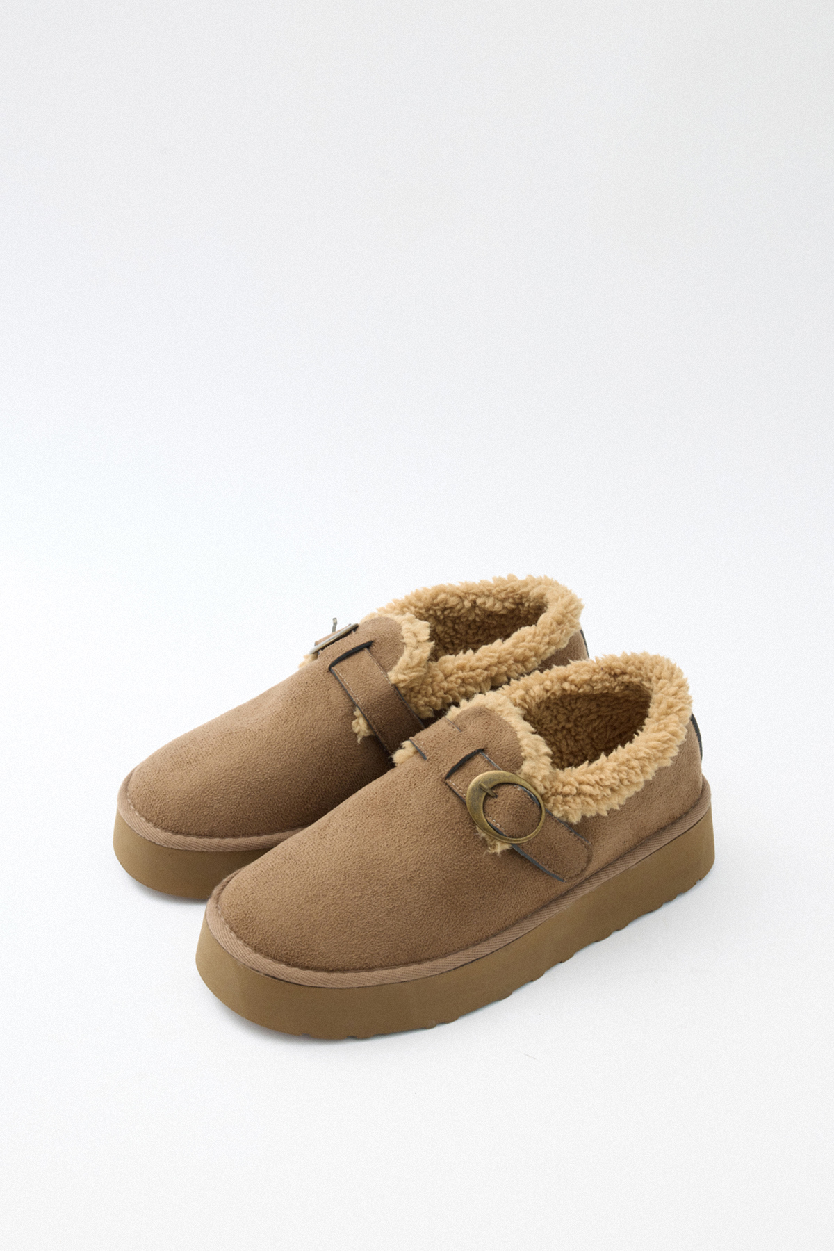 İçi Kürklü Eskitme Tokalı Vizon Süet Kadın Bot