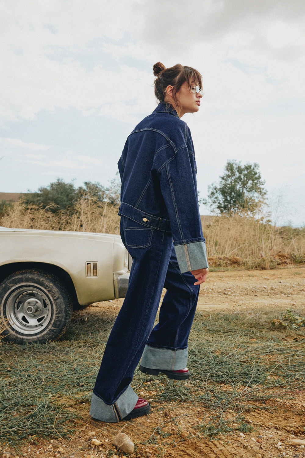 Duble Paça Wide Leg Mavi Kadın Jean