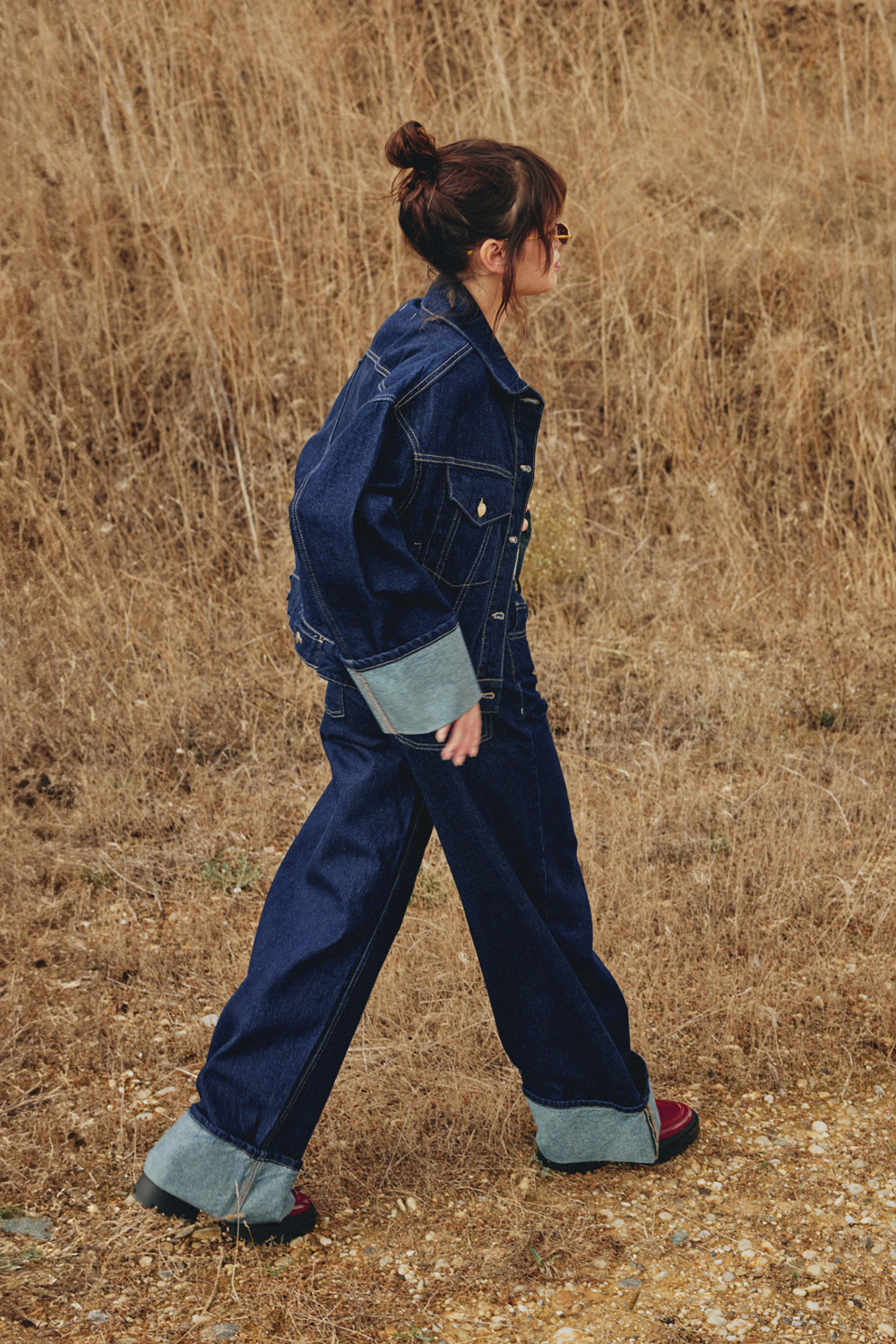 Duble Paça Wide Leg Mavi Kadın Jean
