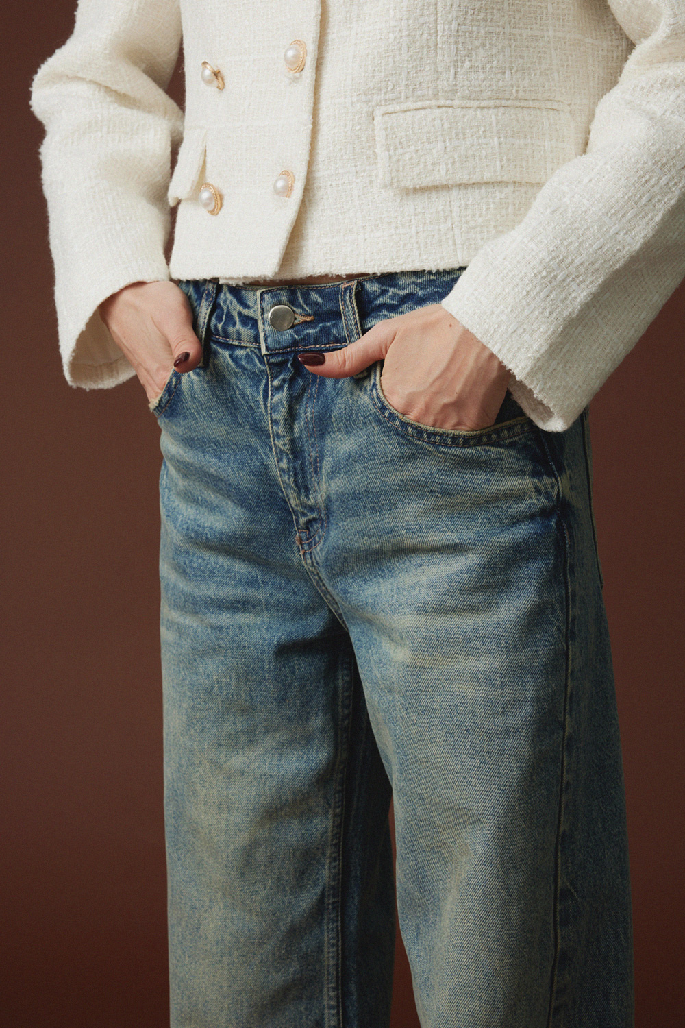 Straight Fit Vintage Mavi Kadın Jean
