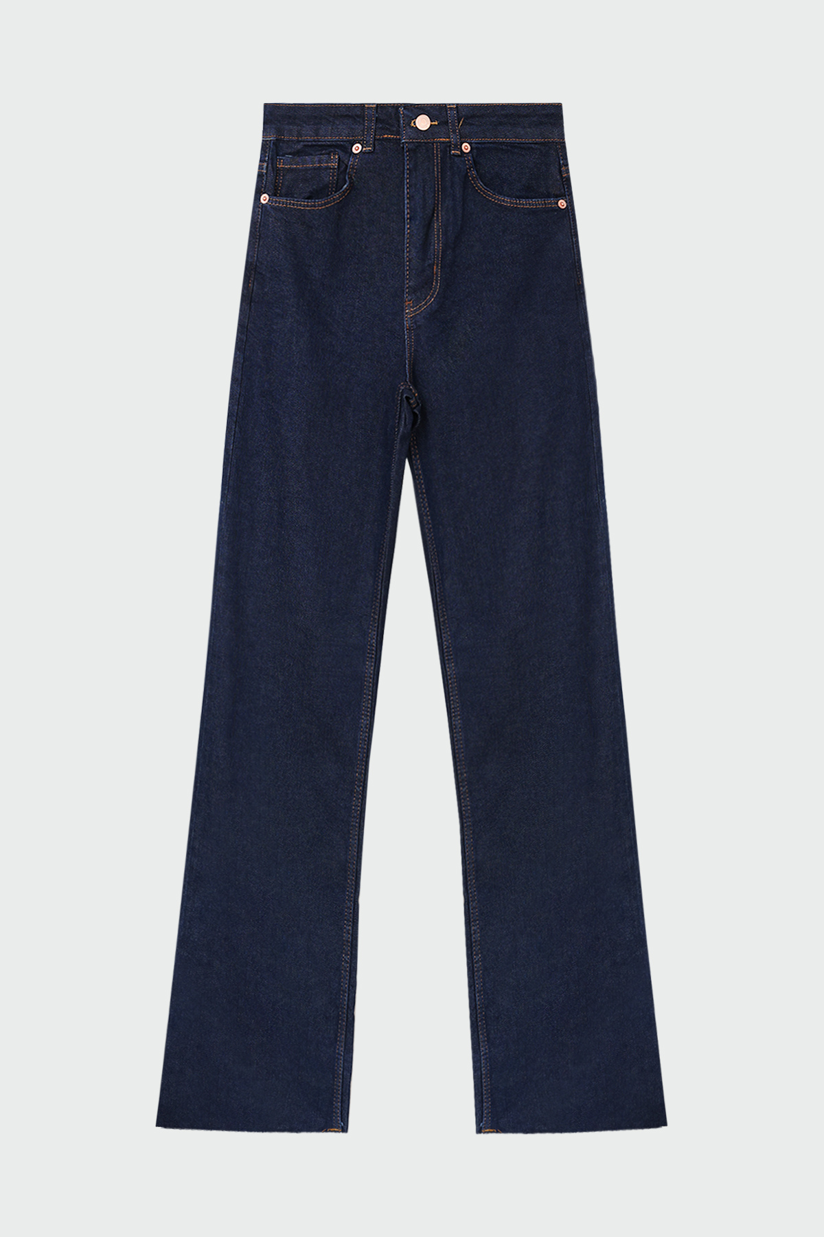 Yüksek Bel Straight Fit Koyu Mavi Kadın Jean
