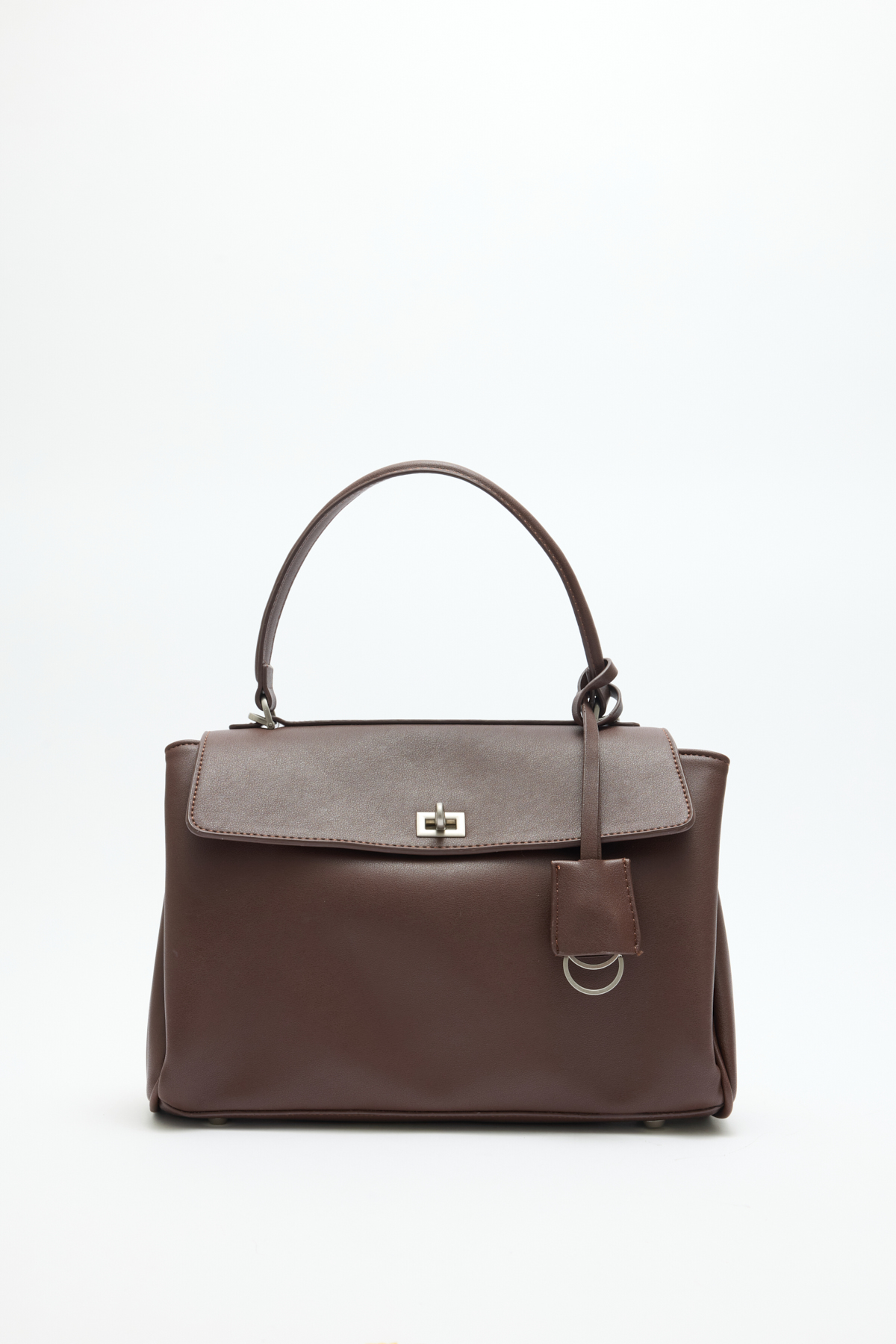 Kapaklı Kilit Detaylı Acı Kahve Kadın Çanta