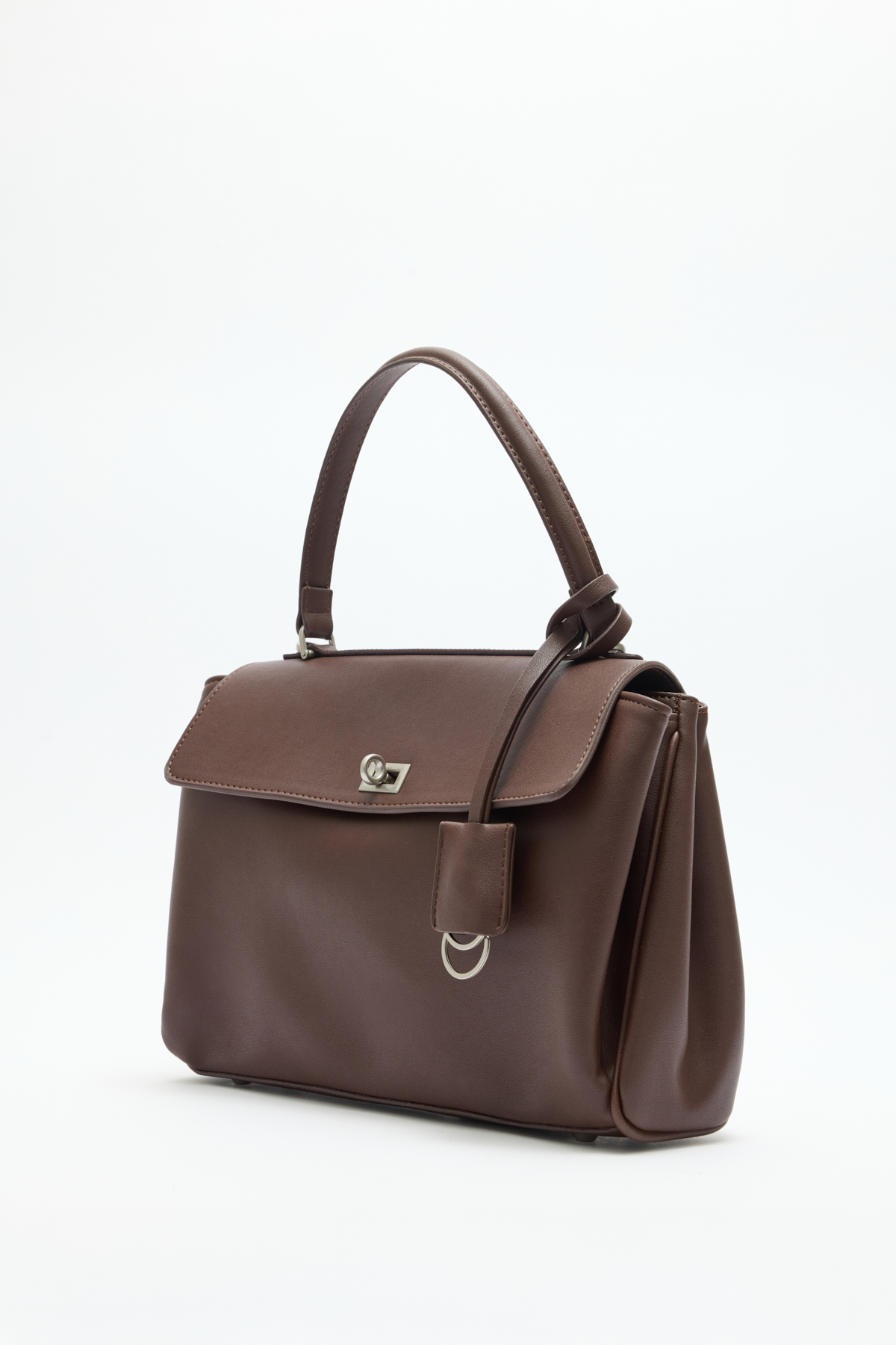 Kapaklı Kilit Detaylı Acı Kahve Kadın Çanta