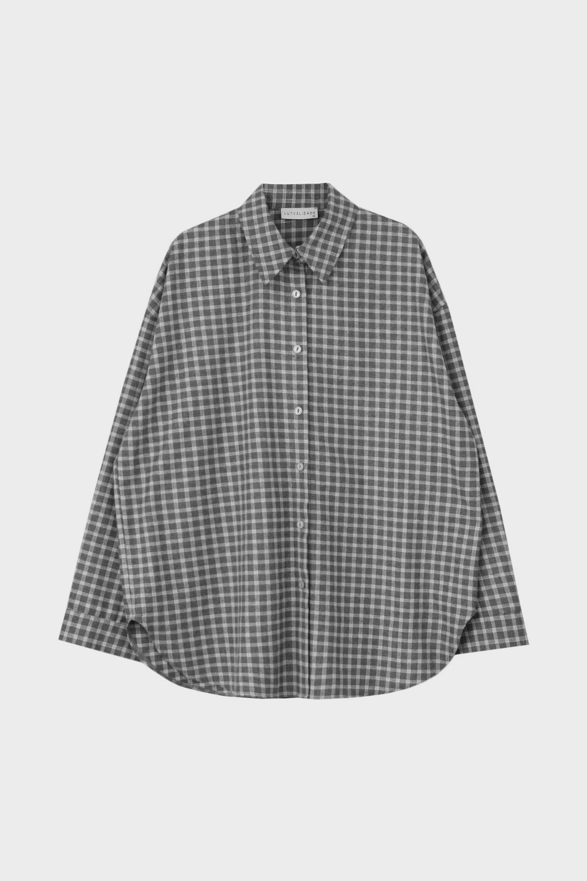 Kareli Oversize Füme Kadın Gömlek