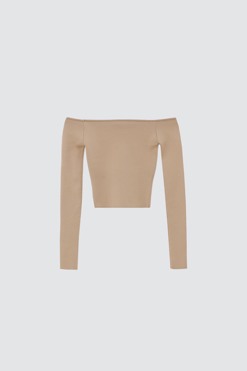 Kayık Yaka Crop Camel Kadın Bluz