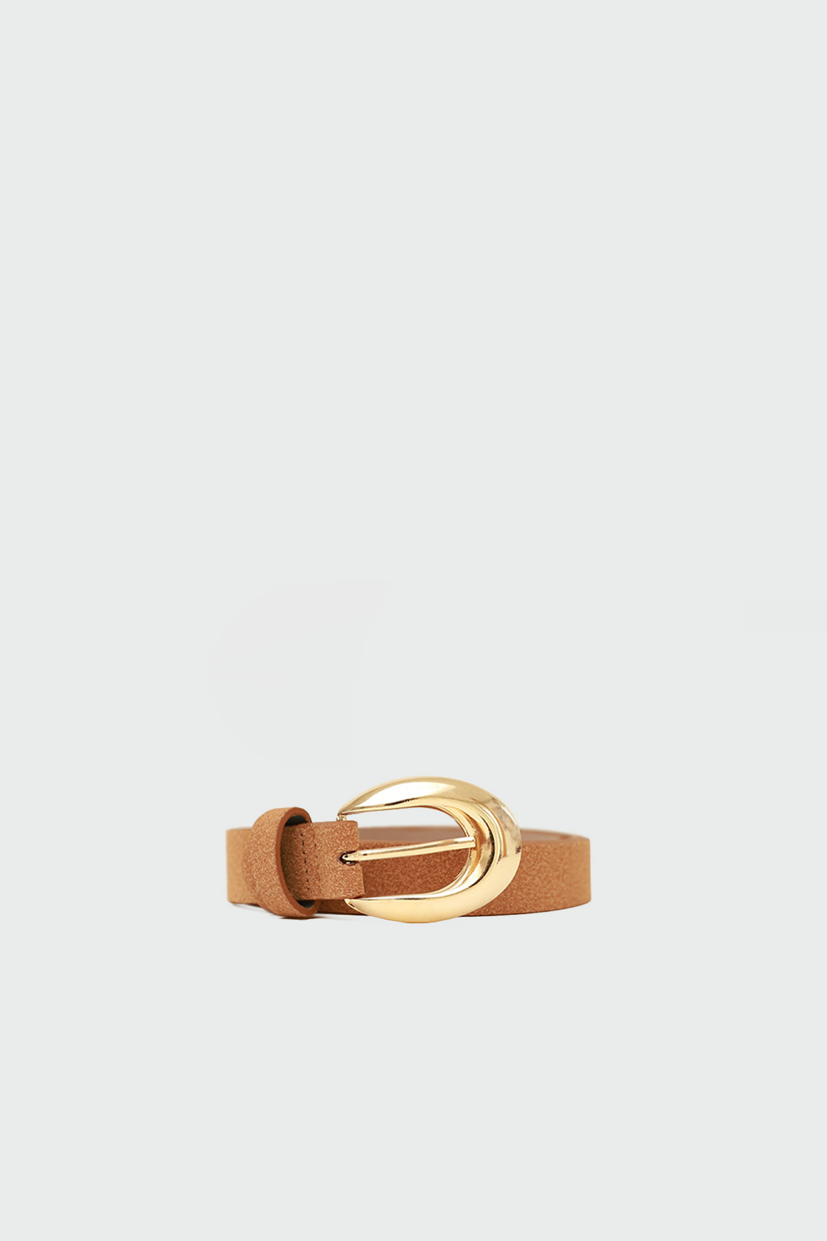 Süet Oval Tokalı Camel Süet Kadın Kemer