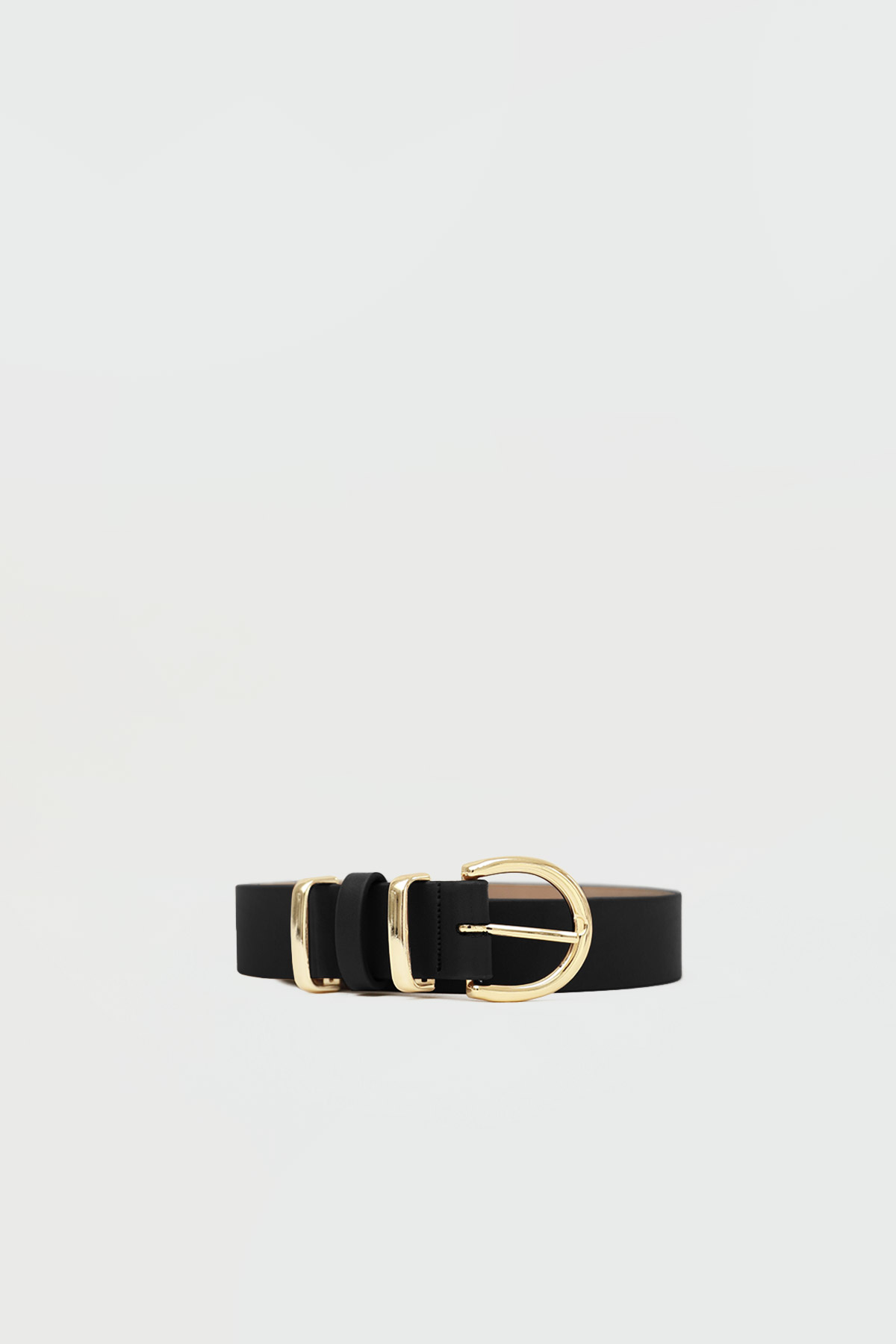 Yuvarlak Tokalı Siyah Kadın Kemer