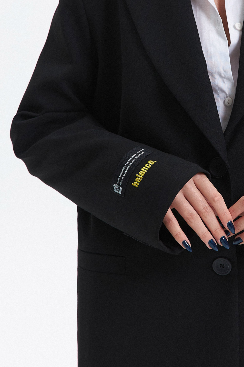 Kol Detaylı Balance Vatkalı Blazer Siyah Kadın Ceket