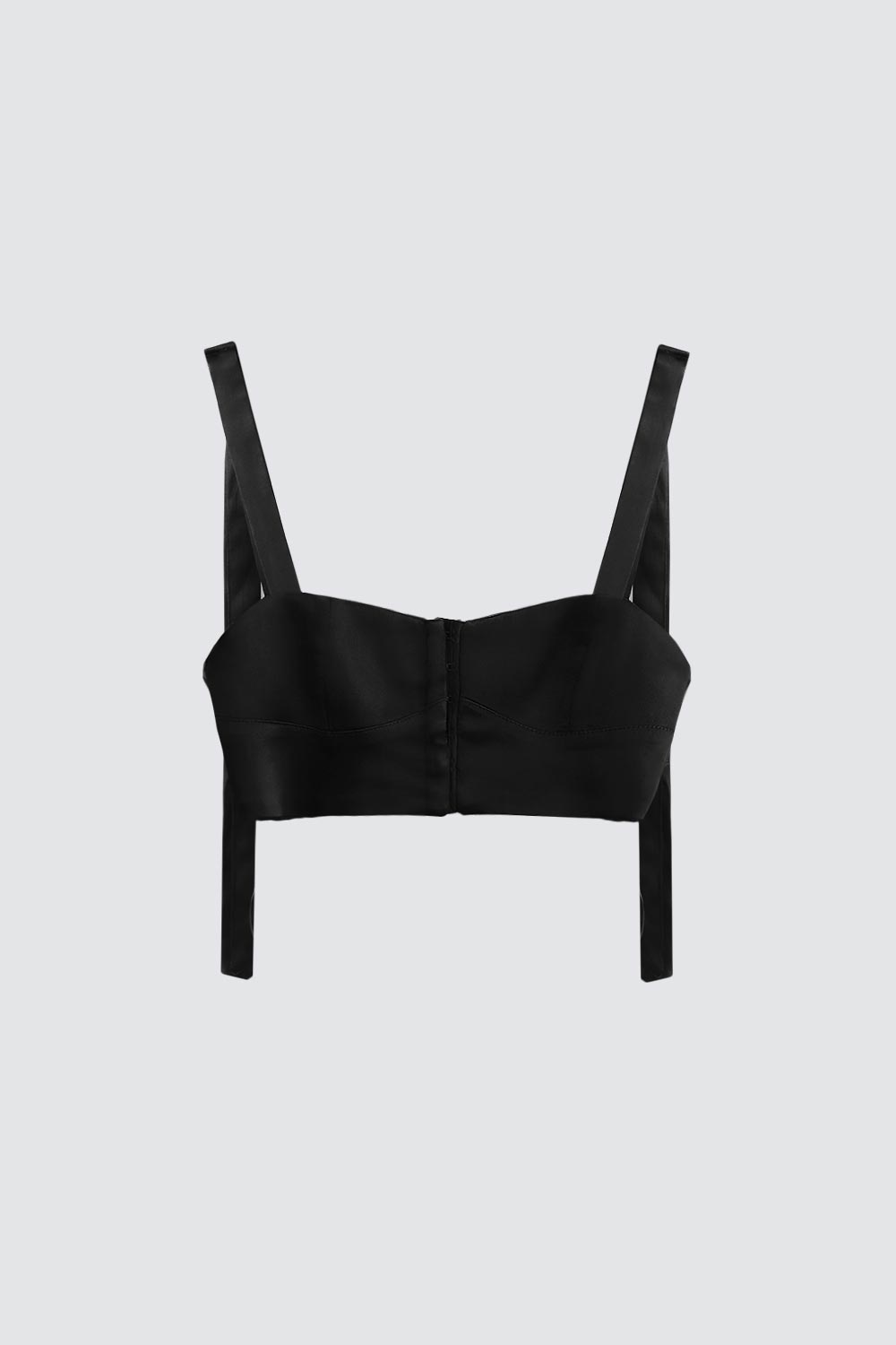 Kopça Detaylı Croptop Siyah Kadın Bluz