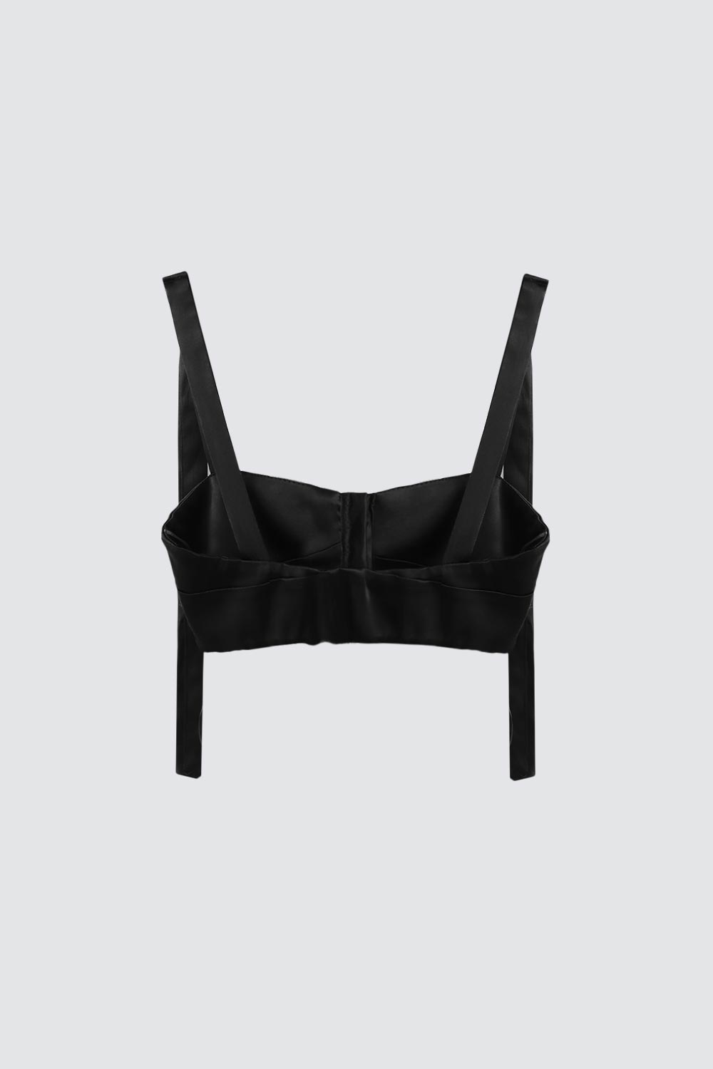 Kopça Detaylı Croptop Siyah Kadın Bluz