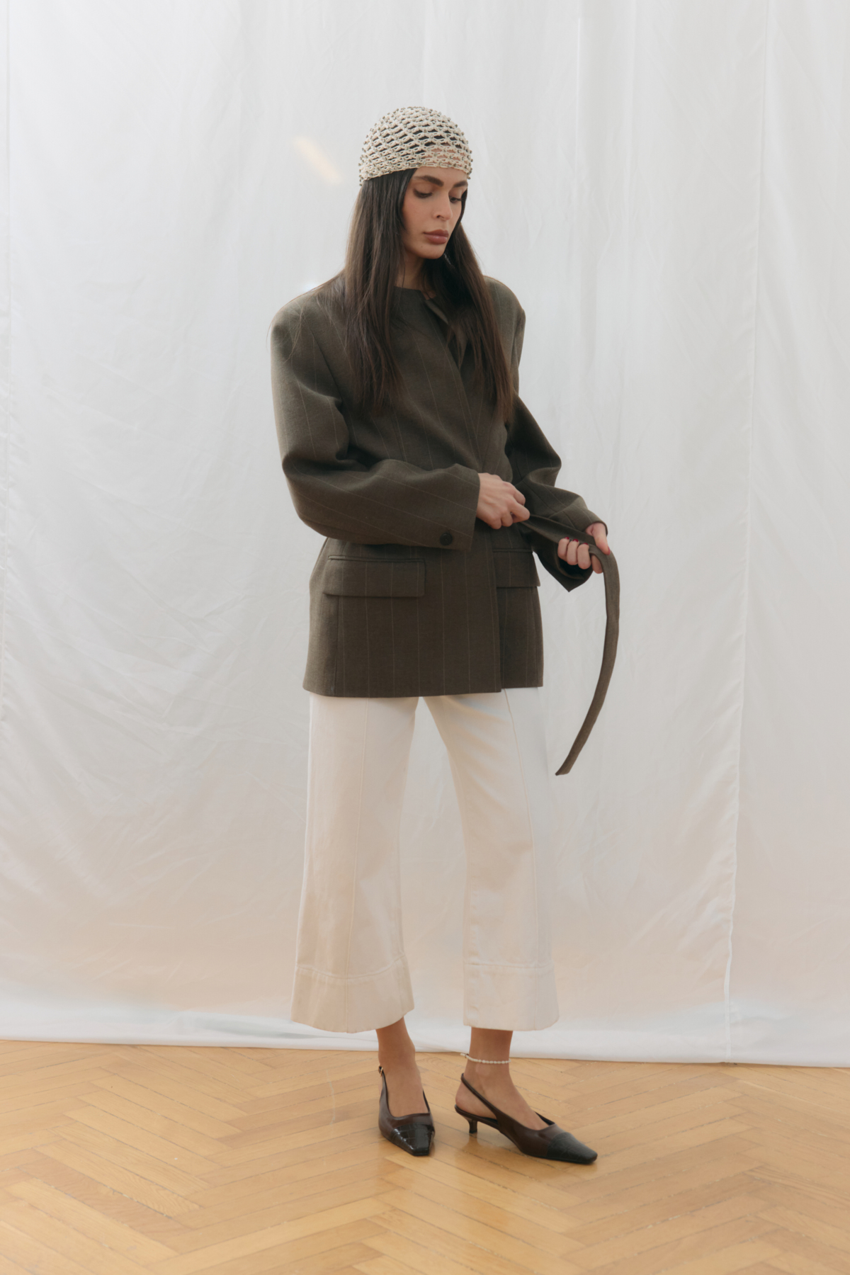 Küt Burun Deri Görünümlü Acı Kahve Kadın Topuklu