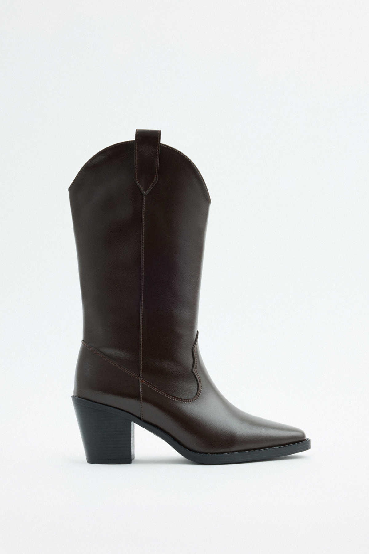 Küt Burun Kalın Topuklu Acı Kahve Kadın Çizme