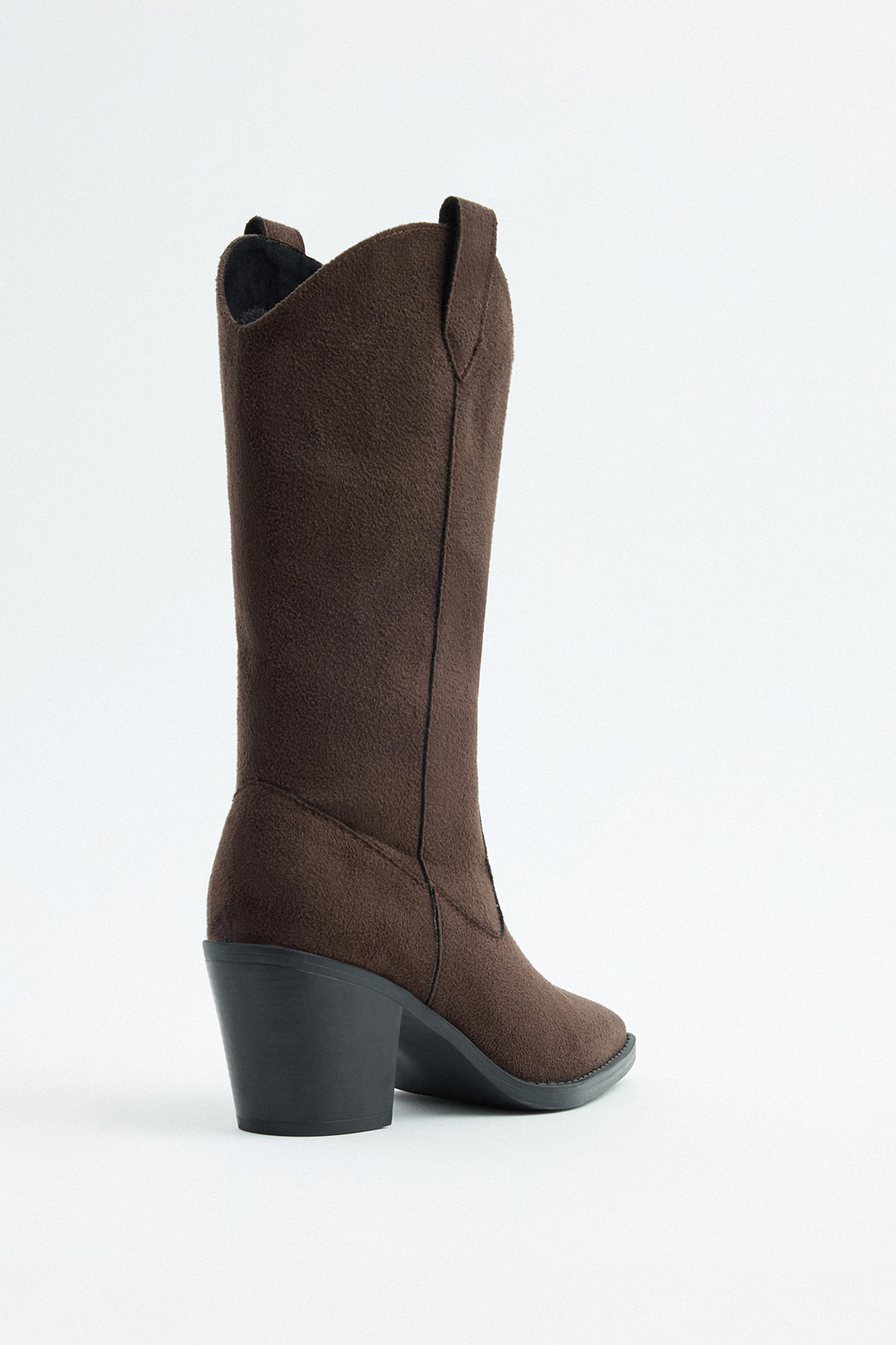 Küt Burun Kalın Topuklu Acı Kahve Süet Kadın Çizme
