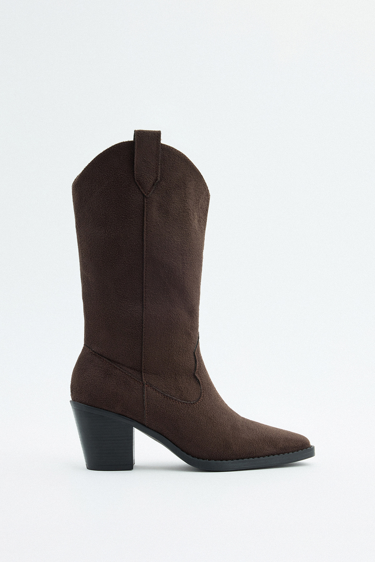 Küt Burun Kalın Topuklu Acı Kahve Süet Kadın Çizme