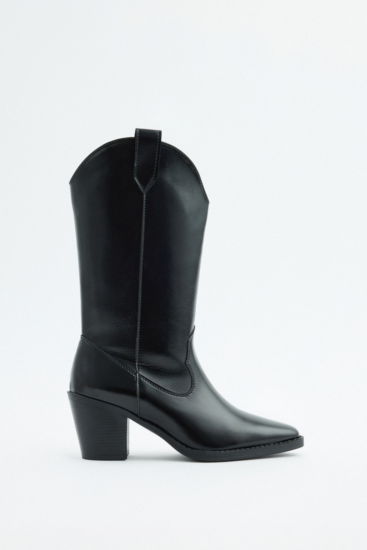 Küt Burun Kalın Topuklu Siyah Kadın Çizme