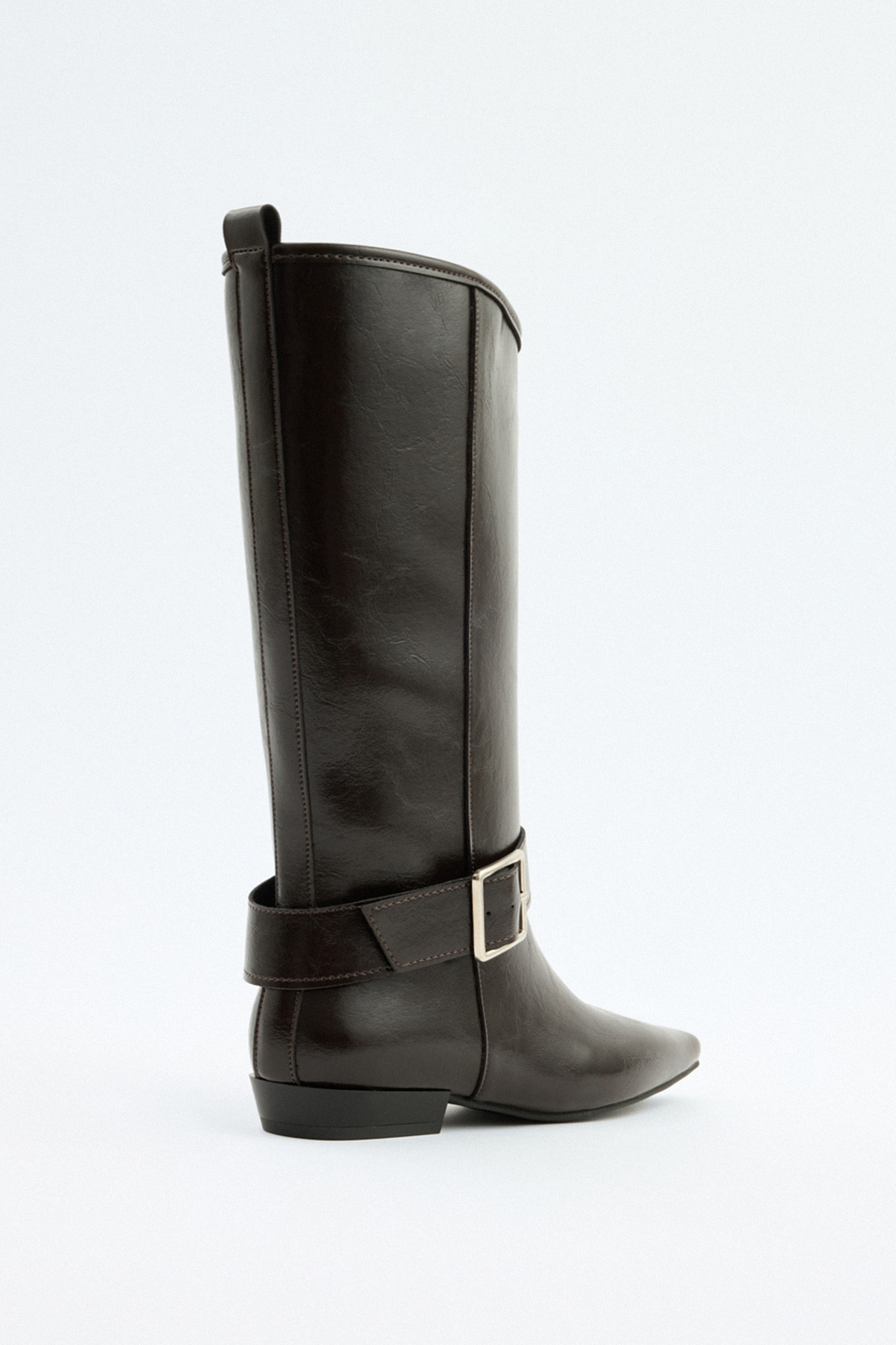 Küt Burun Kemer Detaylı Acı Kahve Kadın Çizme