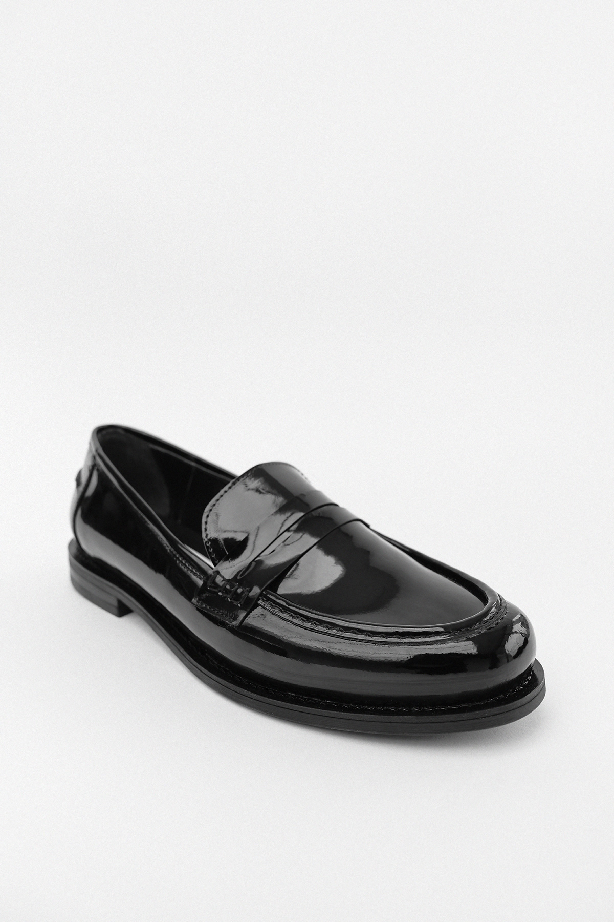 Klasik Loafer Siyah Rugan Kadın Babet