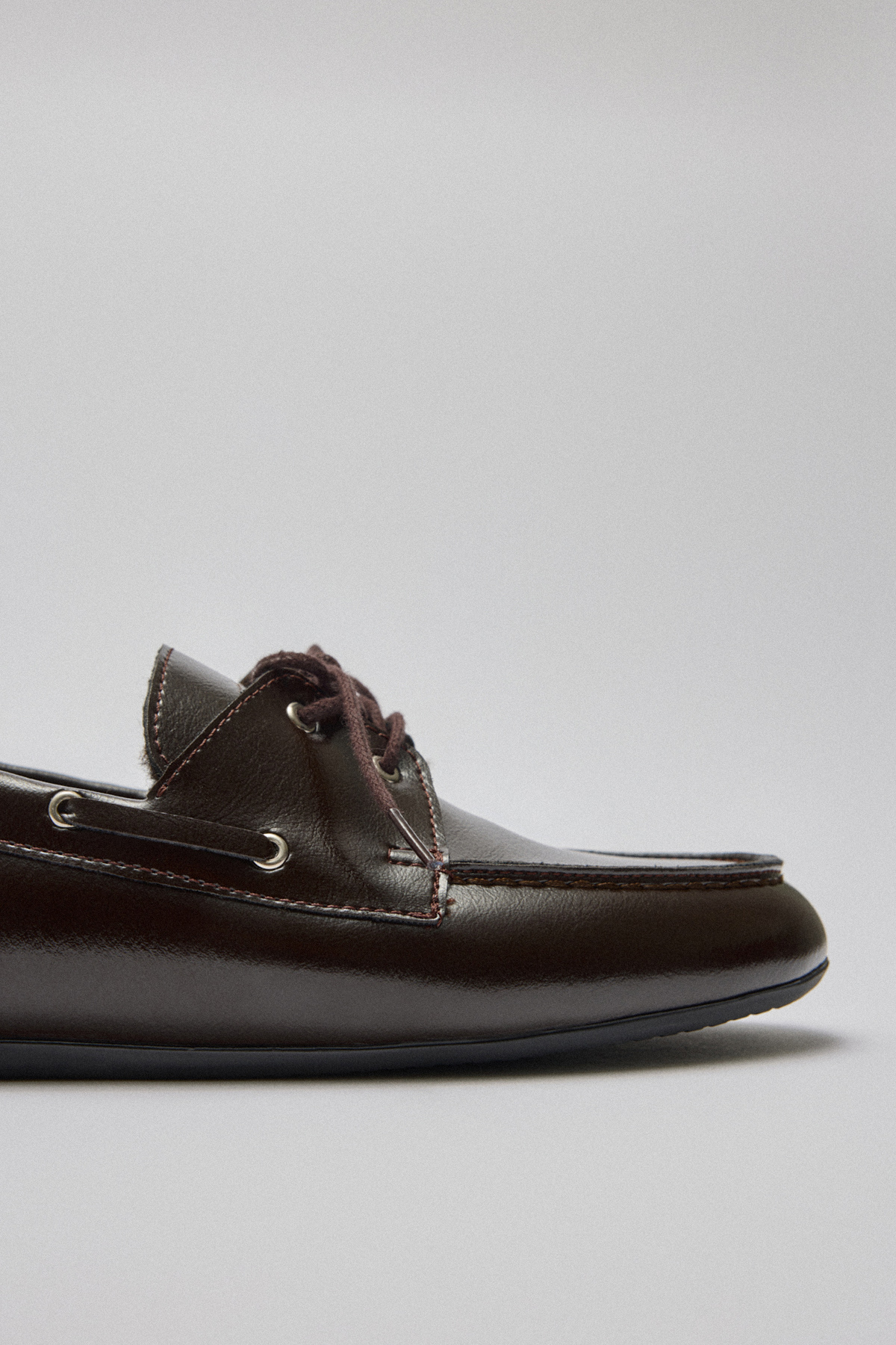 İçi Kürklü Bağcıklı Acı Kahve Kadın Loafer