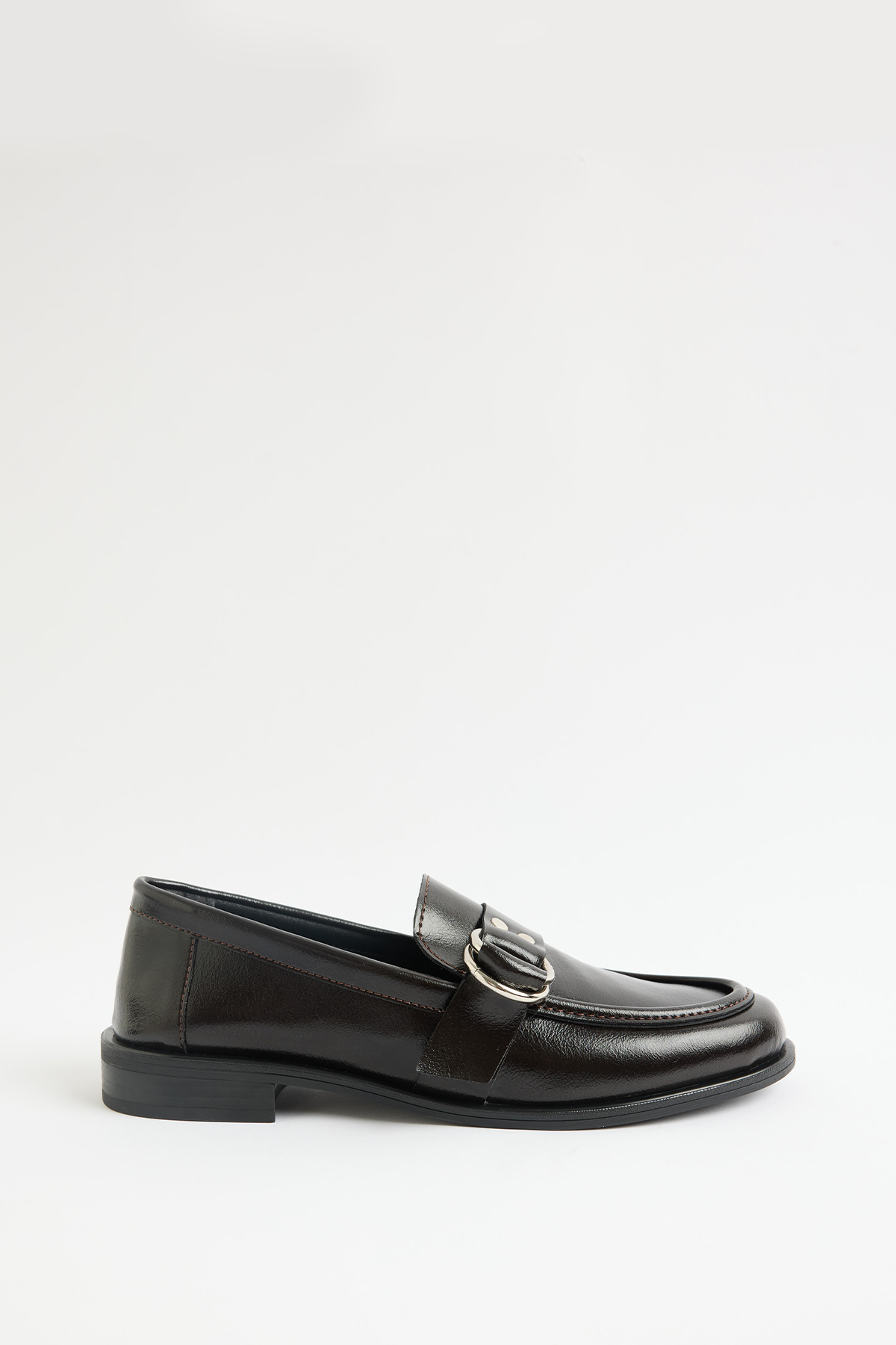 Metal Toka Detaylı Acı Kahve Kadın Loafer
