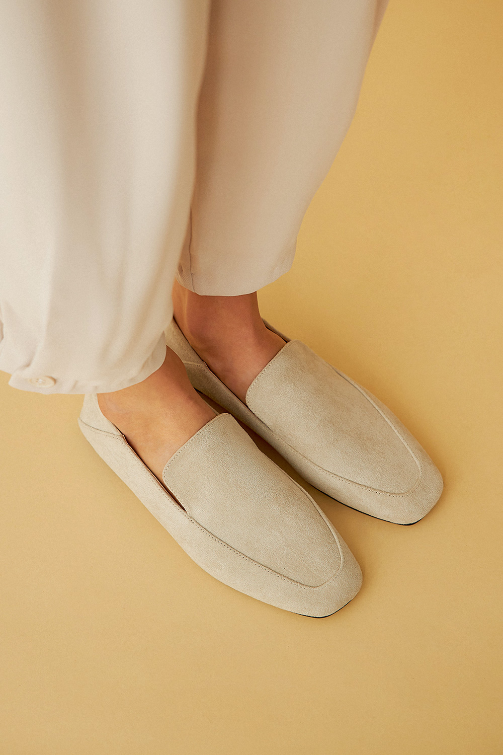 Loafer Bej Süet Kadın Babet