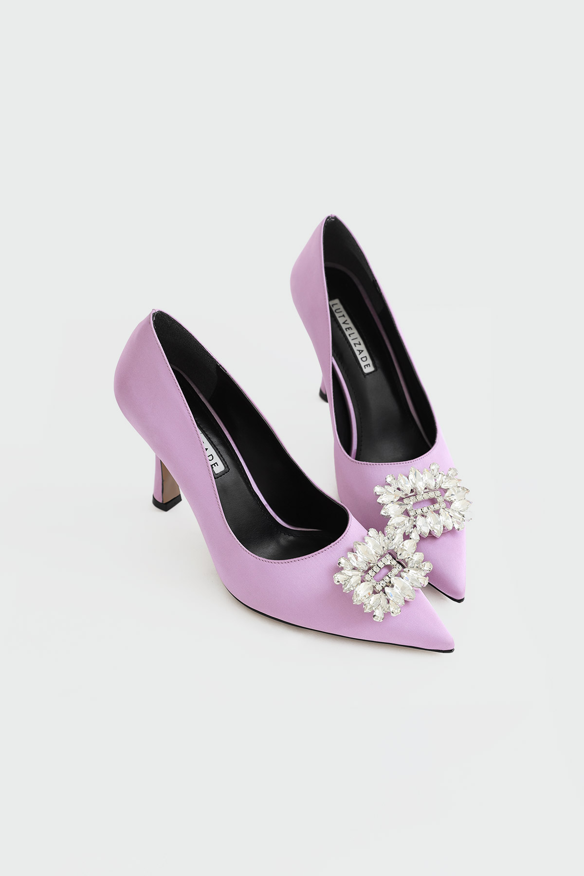 Maggie İnce Topuklu Stiletto Lila Saten Kadın Topuklu