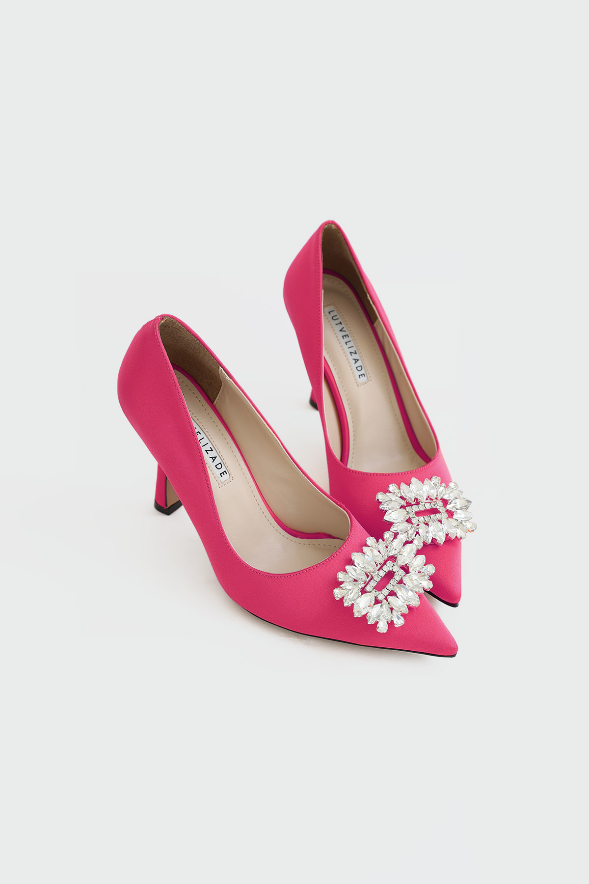 Maggie İnce Topuklu Stiletto Pembe Saten Kadın Topuklu