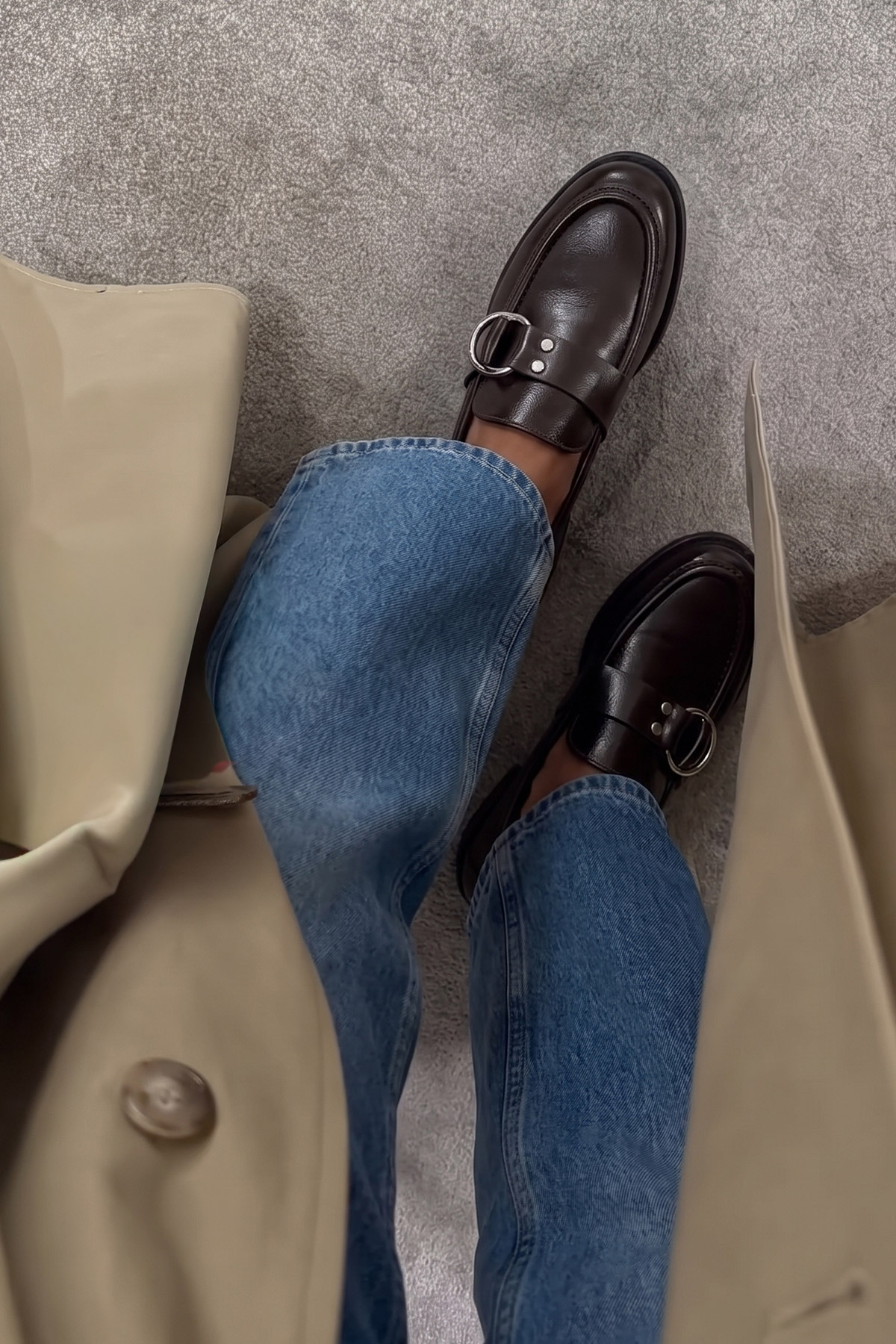 Metal Toka Detaylı Acı Kahve Kadın Loafer