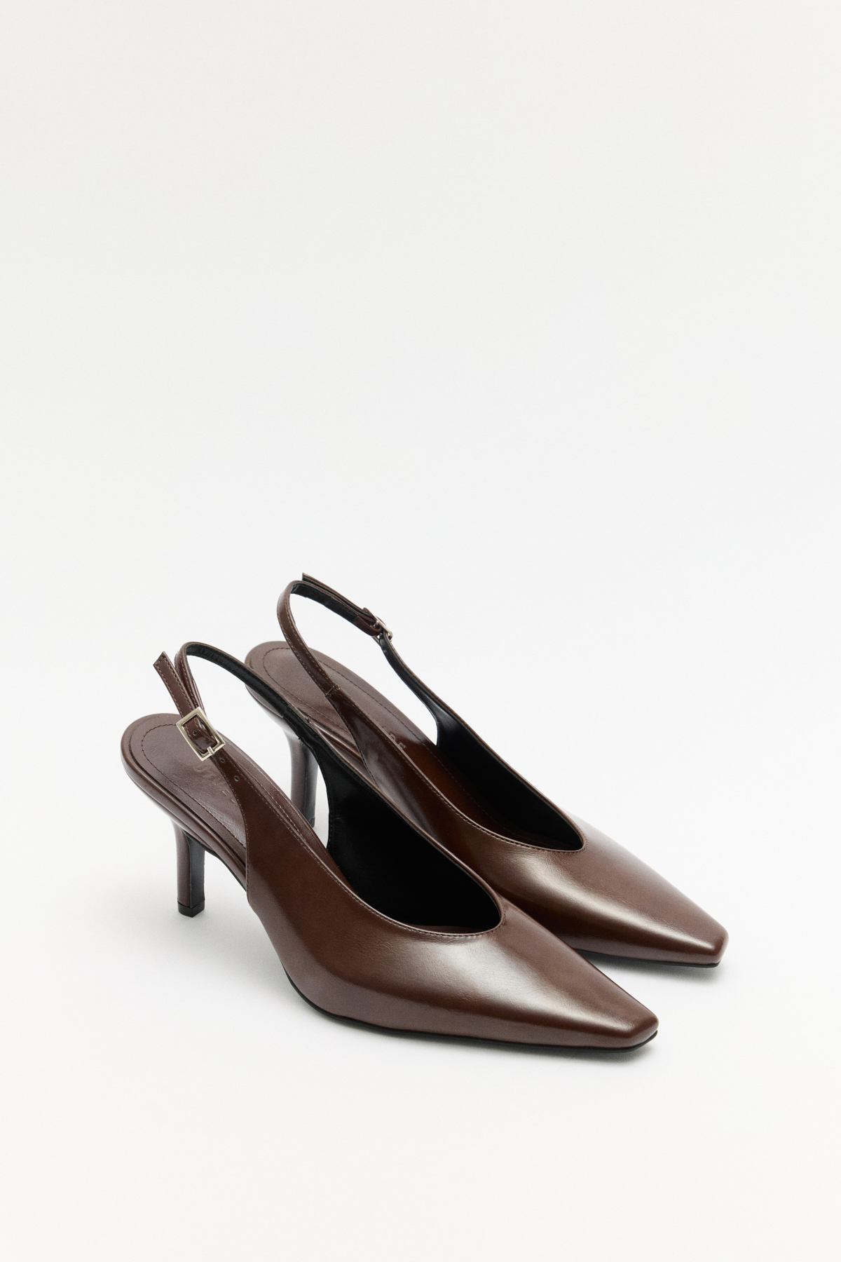 Minimal Asimetrik Küt Burun Acı Kahve Kadın Topuklu