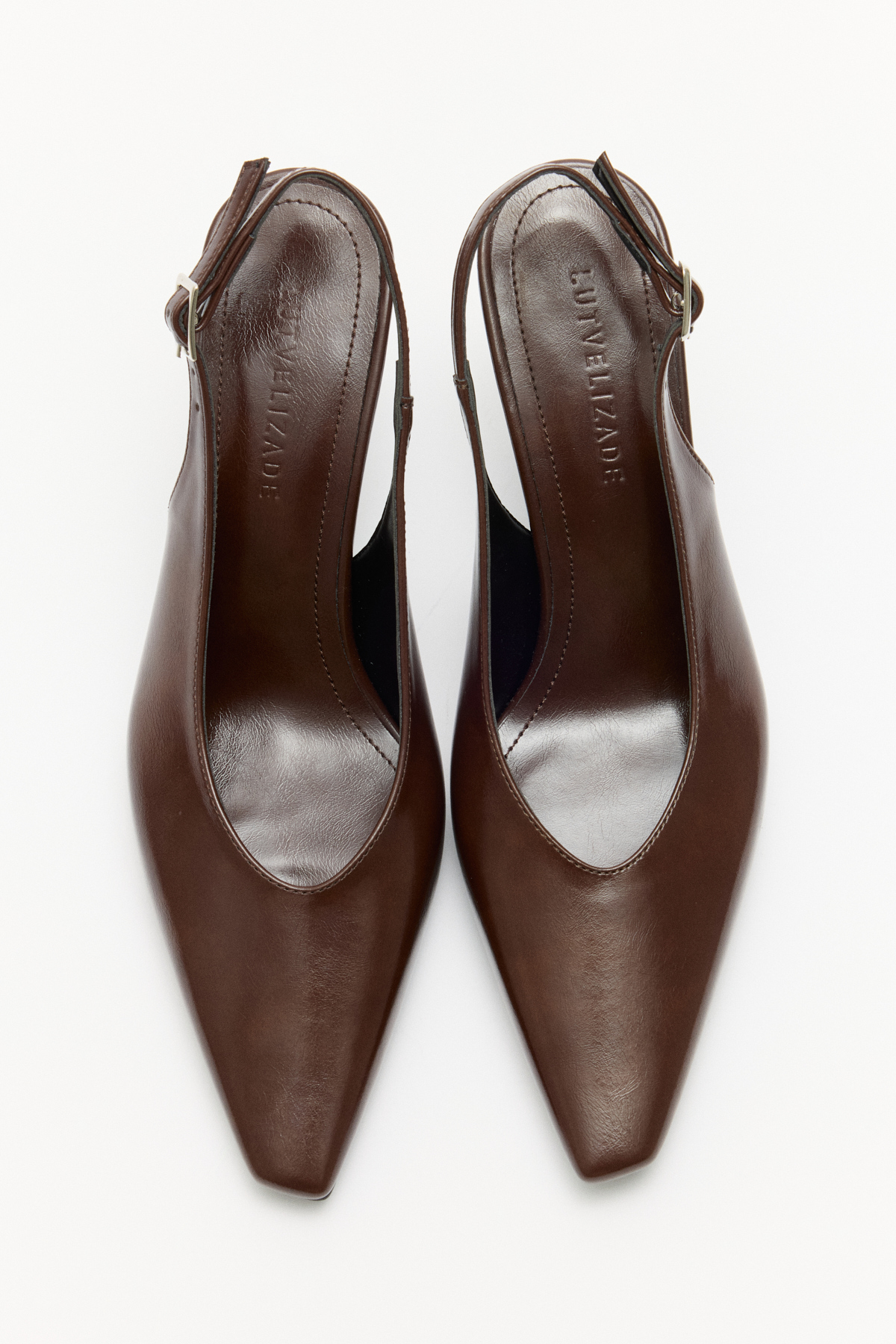 Minimal Asimetrik Küt Burun Acı Kahve Kadın Topuklu