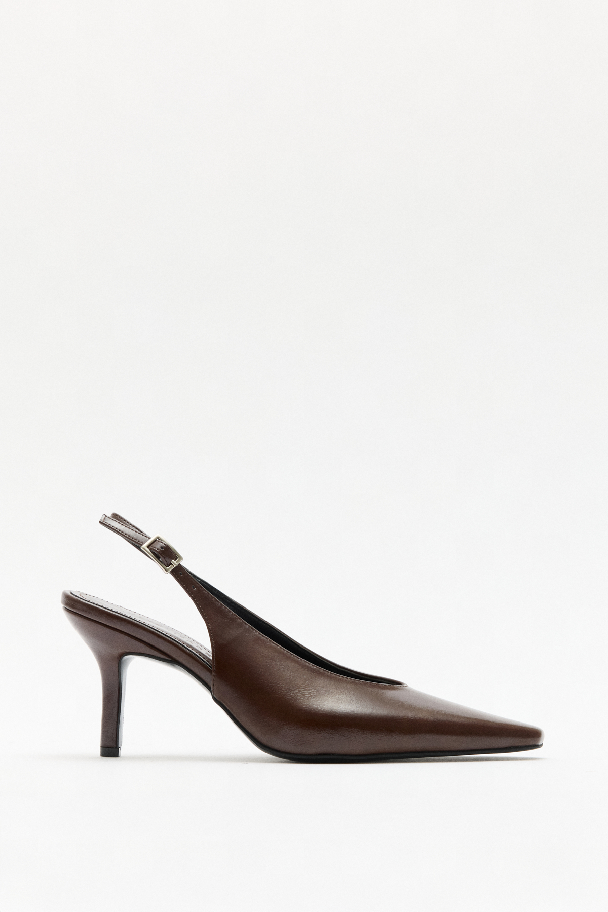 Minimal Asimetrik Küt Burun Acı Kahve Kadın Topuklu