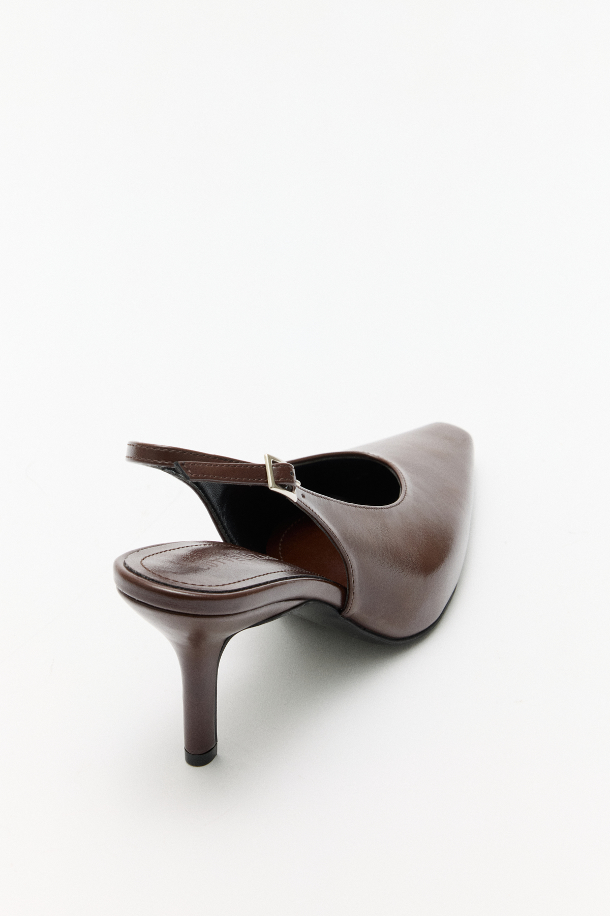 Minimal Asimetrik Küt Burun Acı Kahve Kadın Topuklu