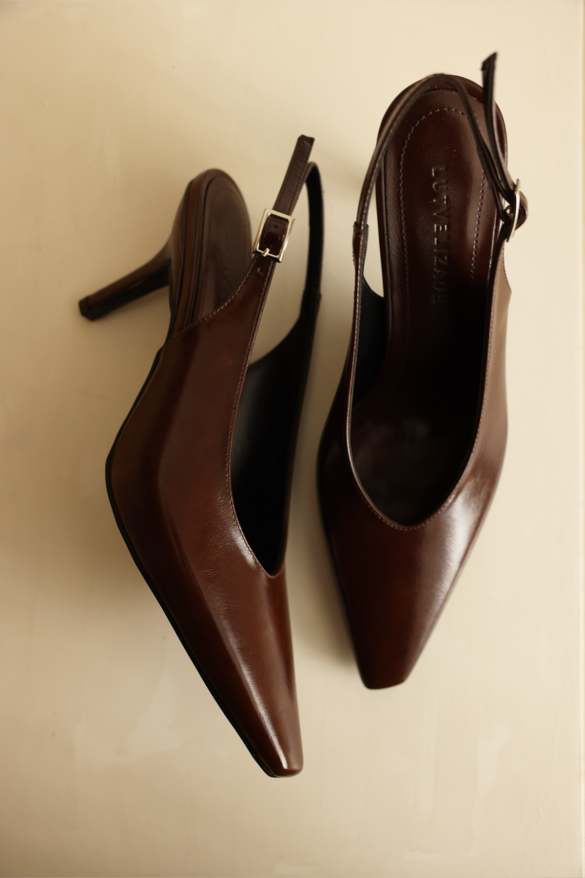 Minimal Asimetrik Küt Burun Acı Kahve Kadın Topuklu