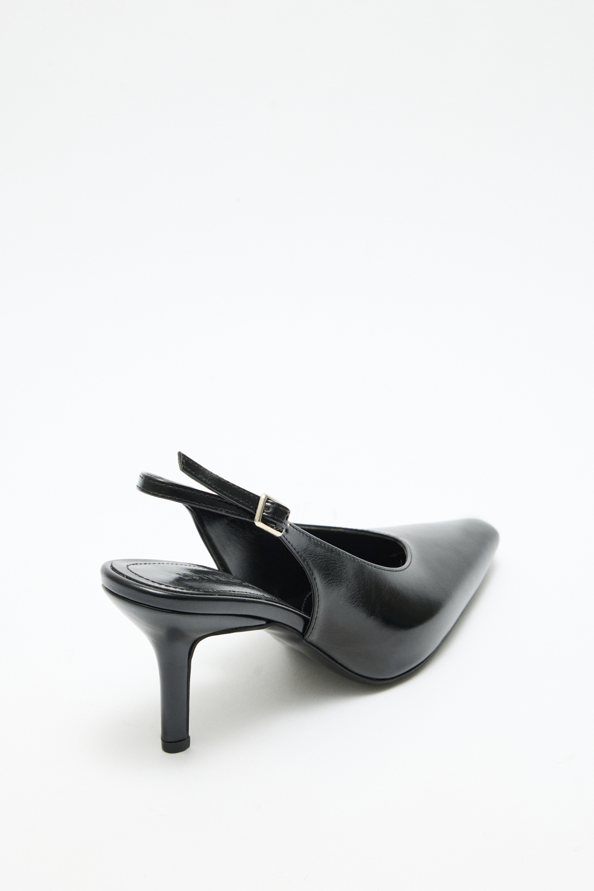 Minimal Asimetrik Küt Burun Siyah Kadın Topuklu