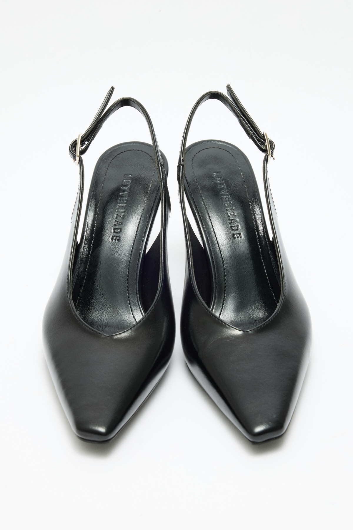 Minimal Asimetrik Küt Burun Siyah Kadın Topuklu