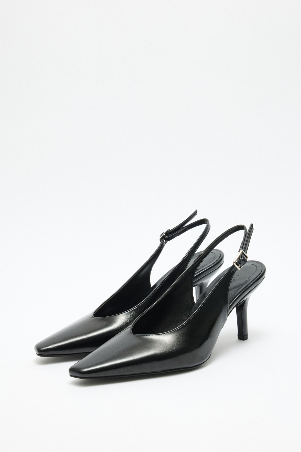 Minimal Asimetrik Küt Burun Siyah Kadın Topuklu