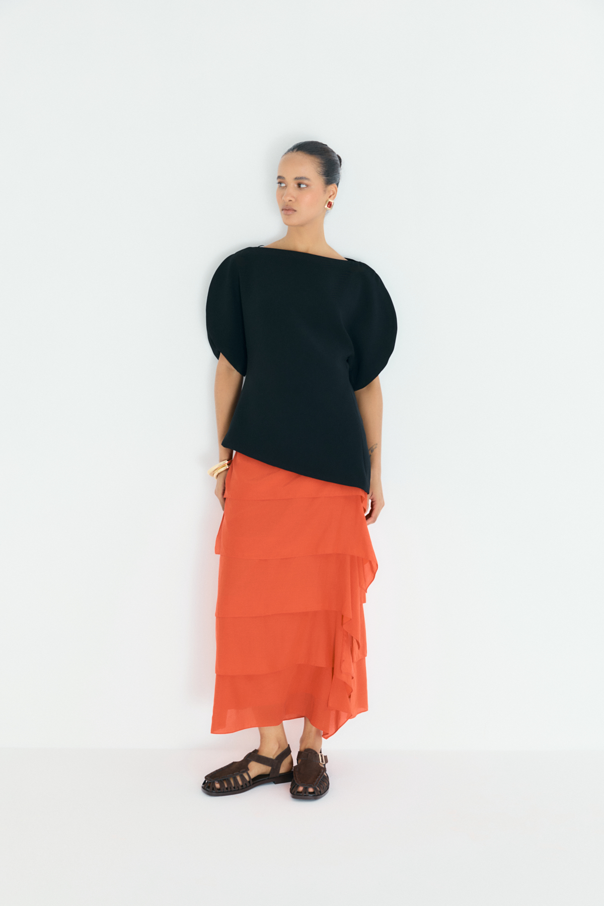 Minimal Çok Bantlı Acı Kahve Süet Kadın Sandalet