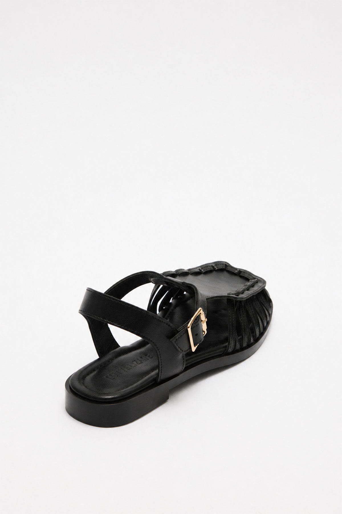 Minimal Çok Bantlı Siyah Kadın Sandalet
