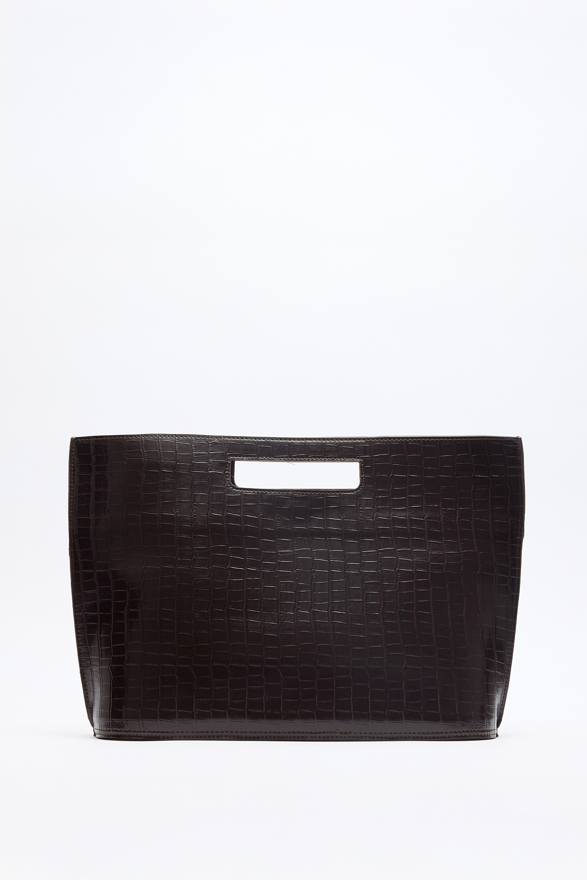 Minimal Croc Desenli Acı Kahve Croc Kadın Çanta