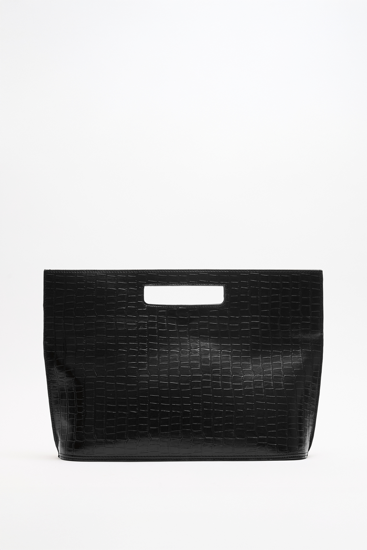 Minimal Croc Desenli Siyah Croc Kadın Çanta