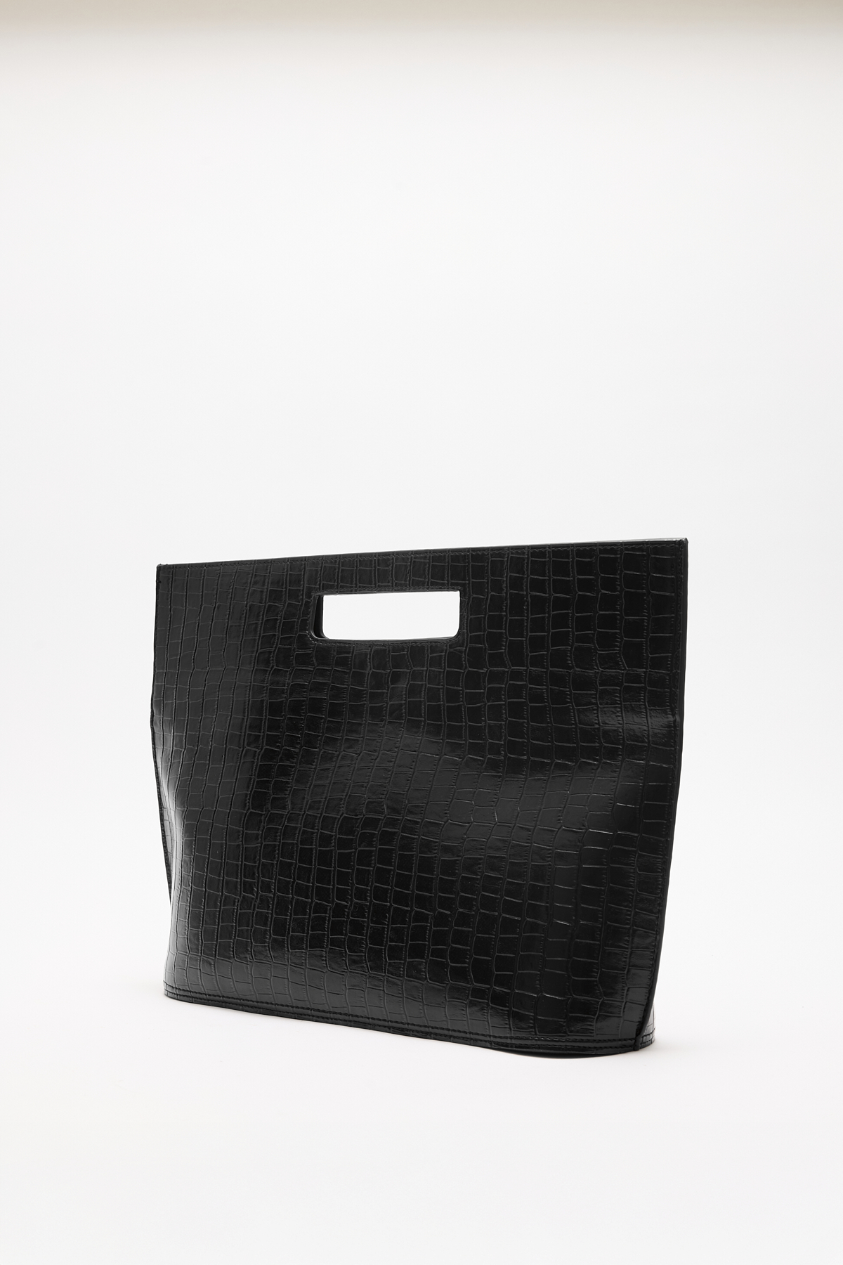 Minimal Croc Desenli Siyah Croc Kadın Çanta