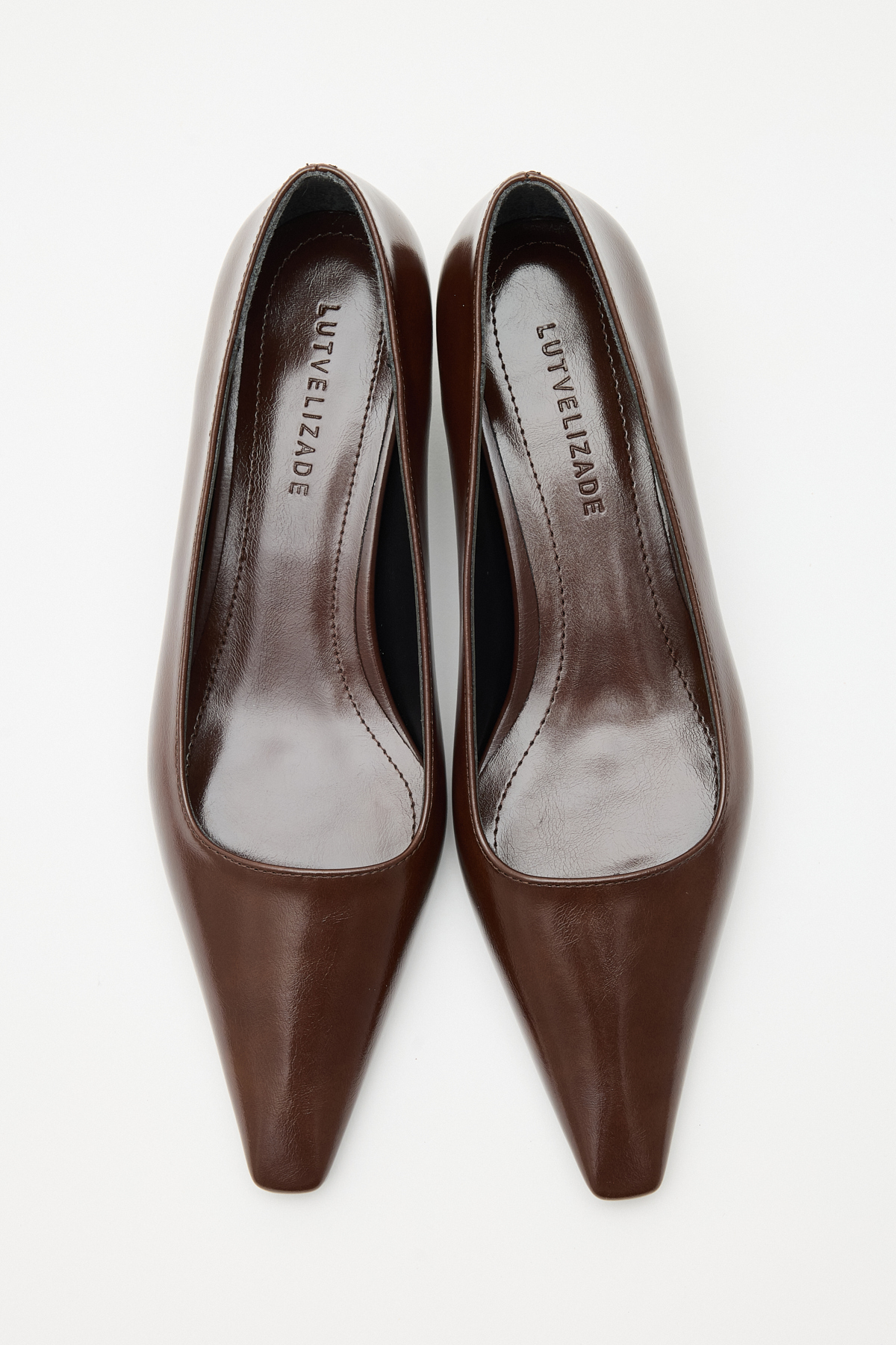 Minimal Küt Burun Acı Kahve Kadın Topuklu