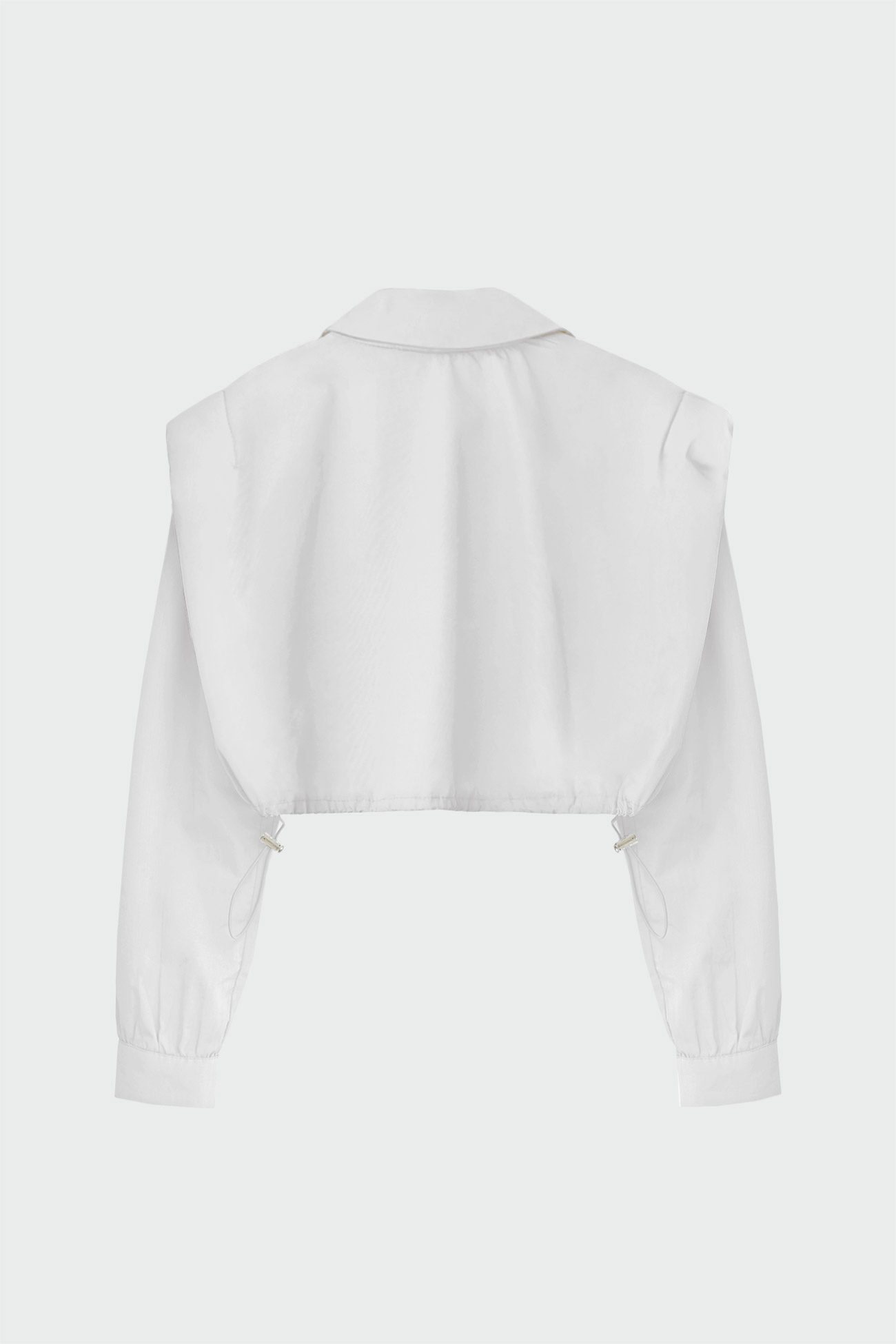 Omuz Detaylı Crop Top Beyaz Kadın Gömlek