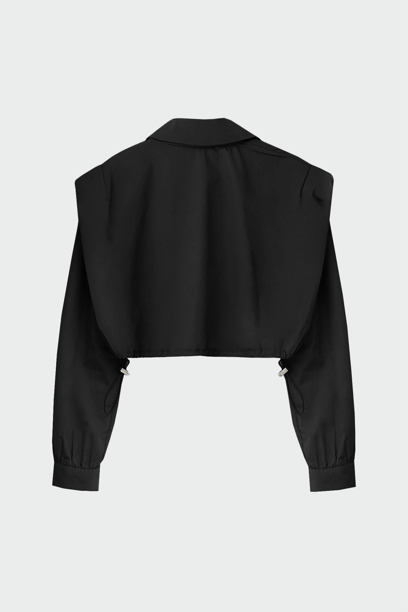Omuz Detaylı Crop Top Siyah Kadın Gömlek